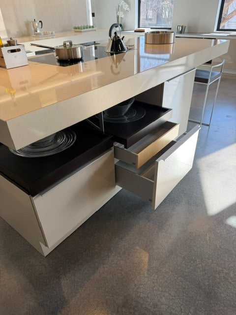 Poggenpohl Plus Modo Modern Black and White Kitchen with Island and Wolf & Sub-Zero Appliances