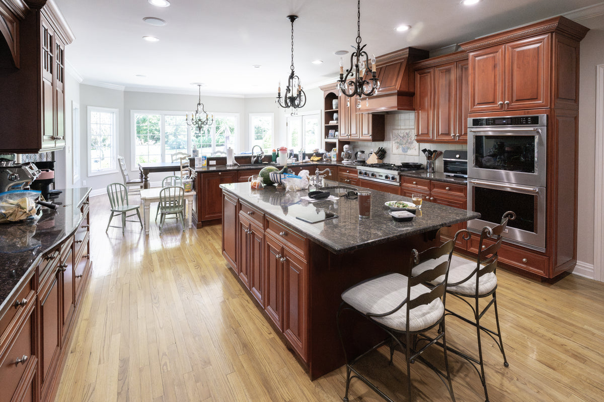 The Arlington traditional solid cherry wood kitchen with matching island