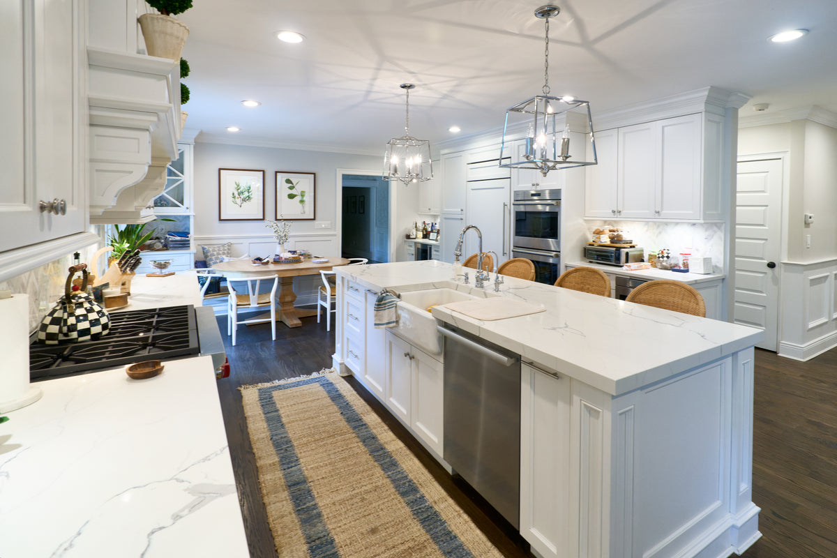"The Claridge" Transitional White Kitchen with Island & Wolf Appliances