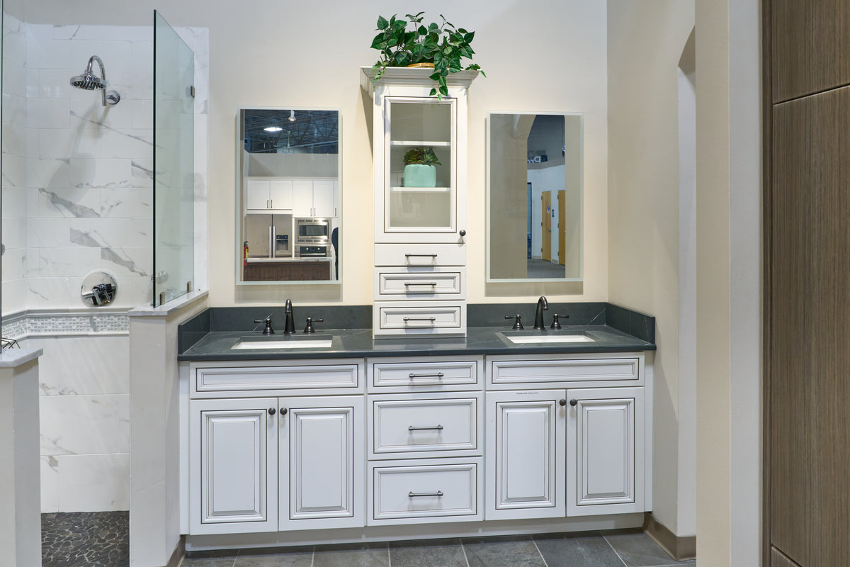 Custom 84" Traditional White Double Vanity