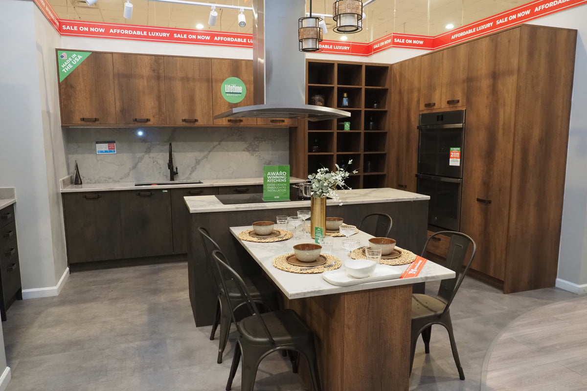 Wren Elements Oxidized Bronze and Saddle Oak Matte Kitchen