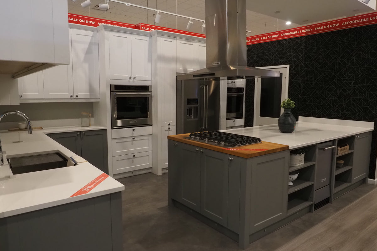 Wren Shaker White & Grey Matte Kitchen with KitchenAid Appliances
