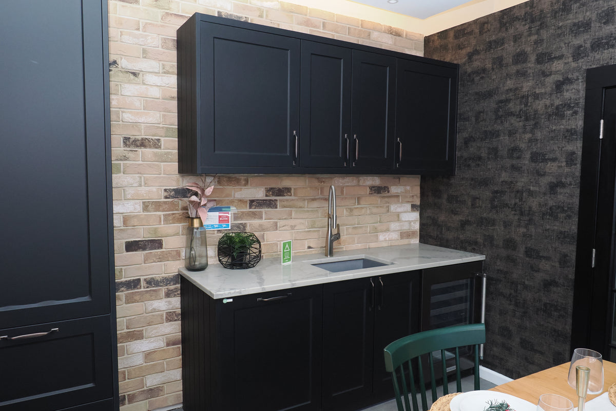Wren Shaker Chelsea Juratek Black Kitchen with Island