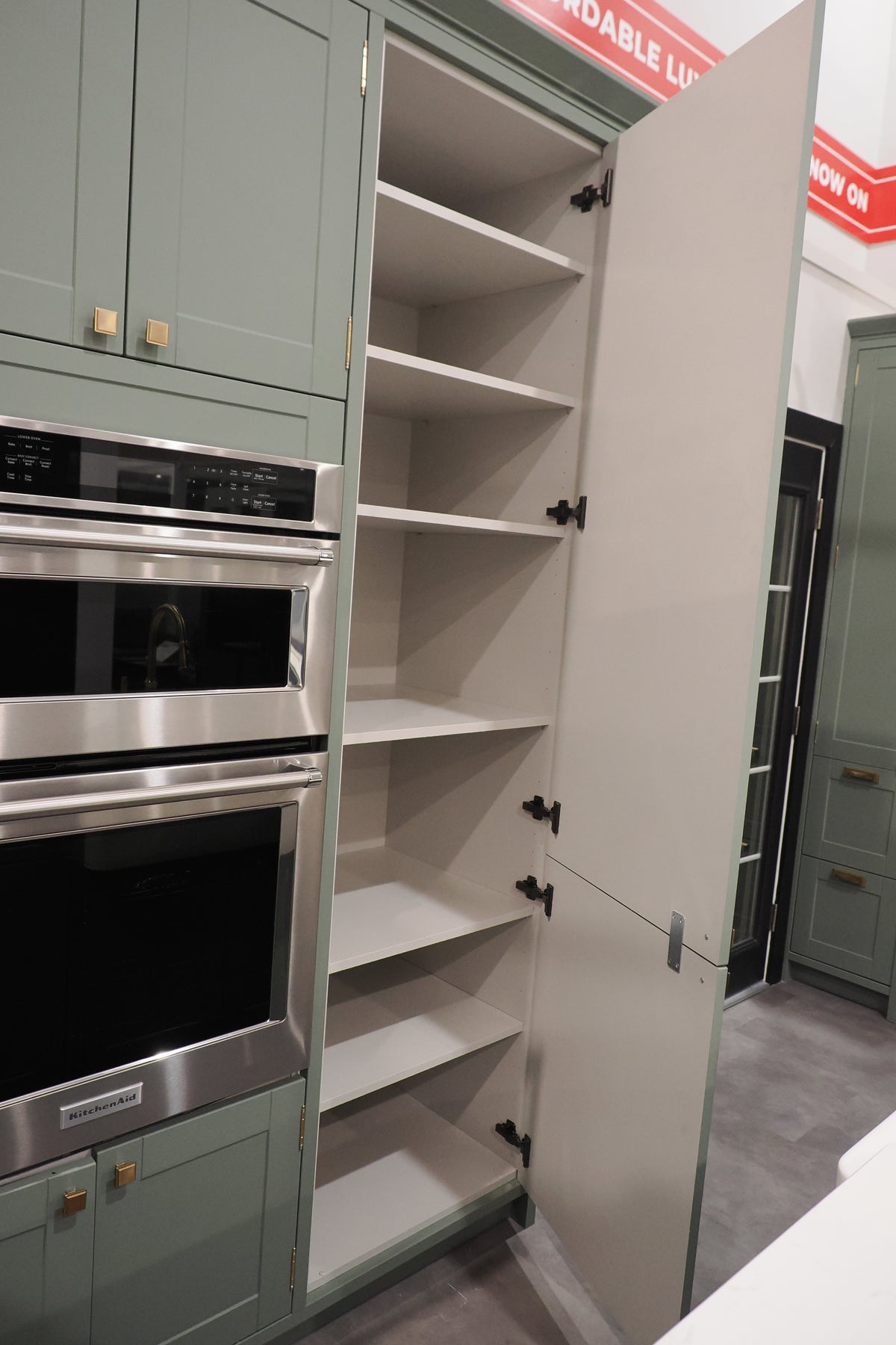 Wren Shaker Sage Green Matte Kitchen with Island