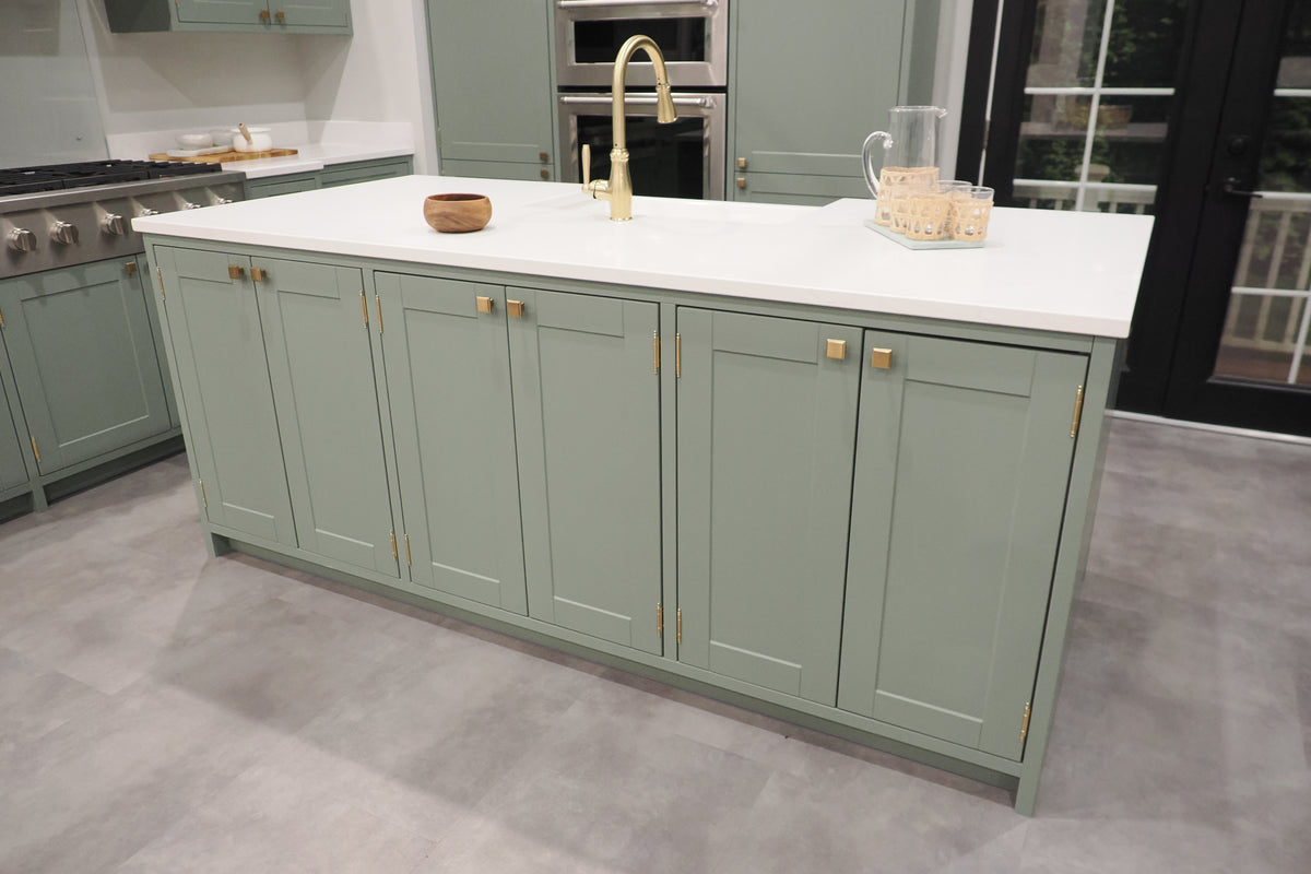 Wren Shaker Sage Green Matte Kitchen with Island