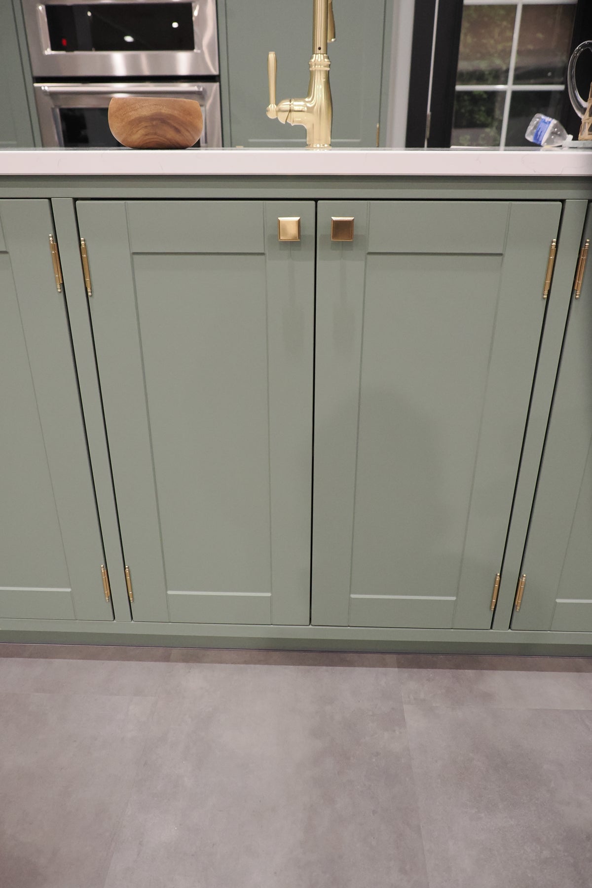 Wren Shaker Sage Green Matte Kitchen with Island