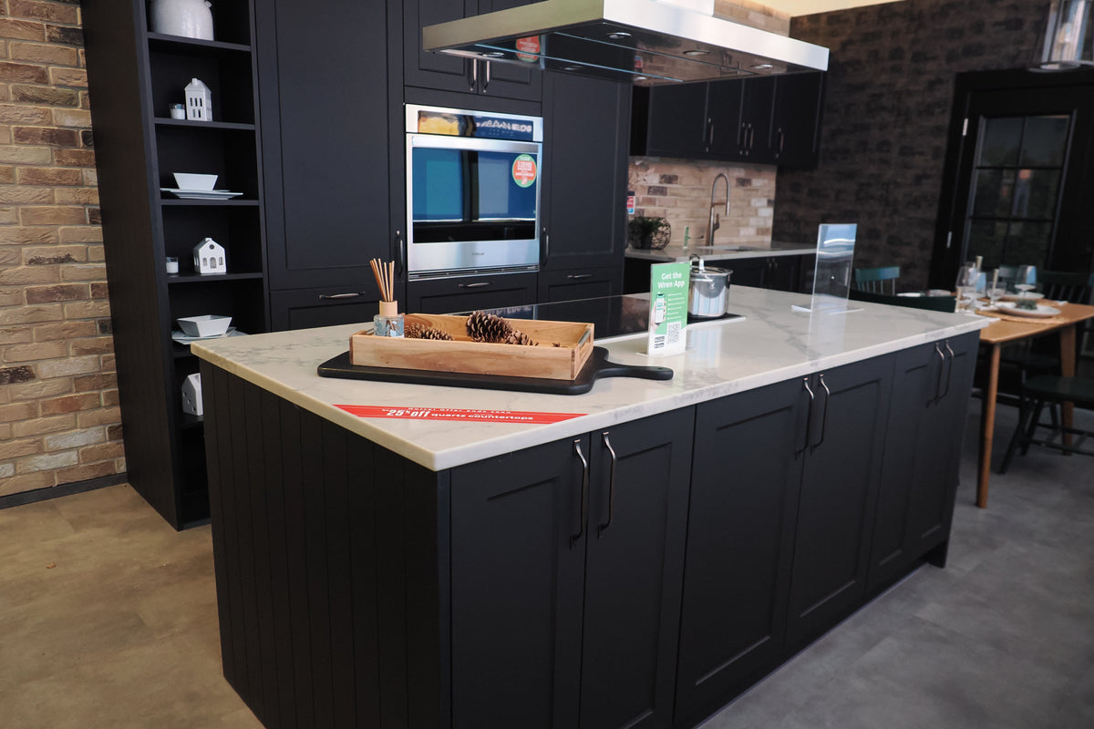 Wren Shaker Chelsea Juratek Black Kitchen with Island