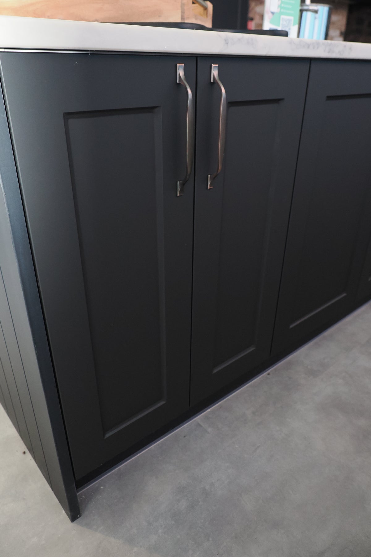 Wren Shaker Chelsea Juratek Black Kitchen with Island