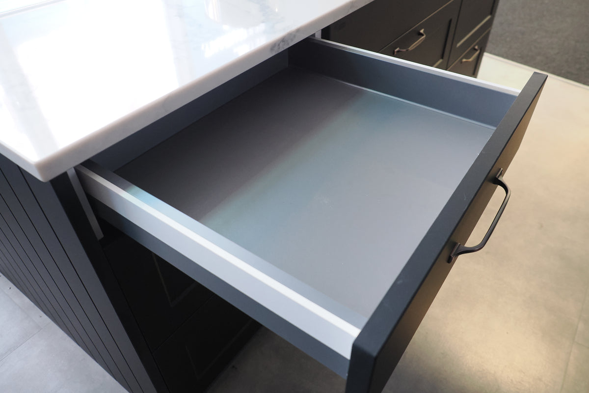 Wren Shaker Chelsea Juratek Black Kitchen with Island