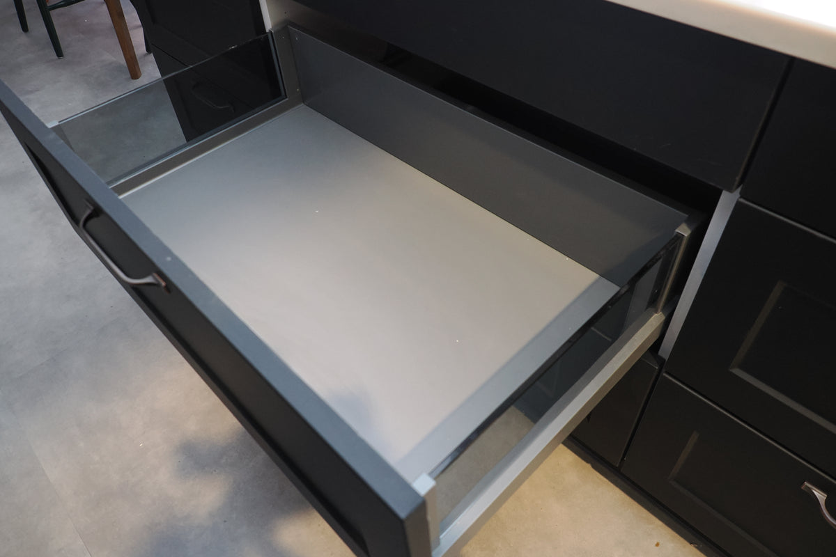 Wren Shaker Chelsea Juratek Black Kitchen with Island