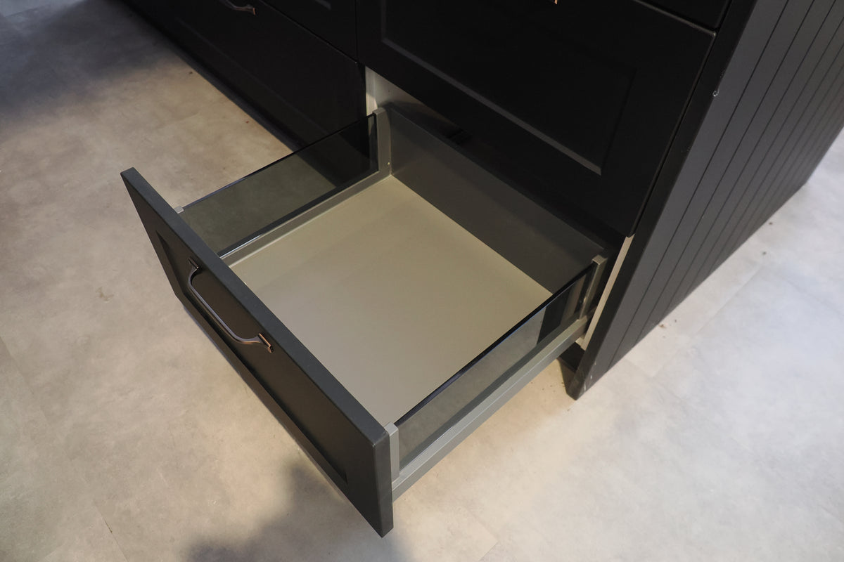 Wren Shaker Chelsea Juratek Black Kitchen with Island