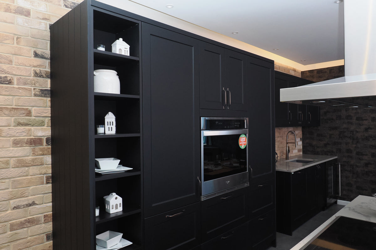 Wren Shaker Chelsea Juratek Black Kitchen with Island