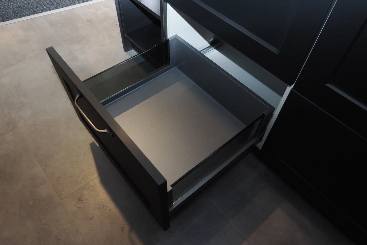 Wren Shaker Chelsea Juratek Black Kitchen with Island