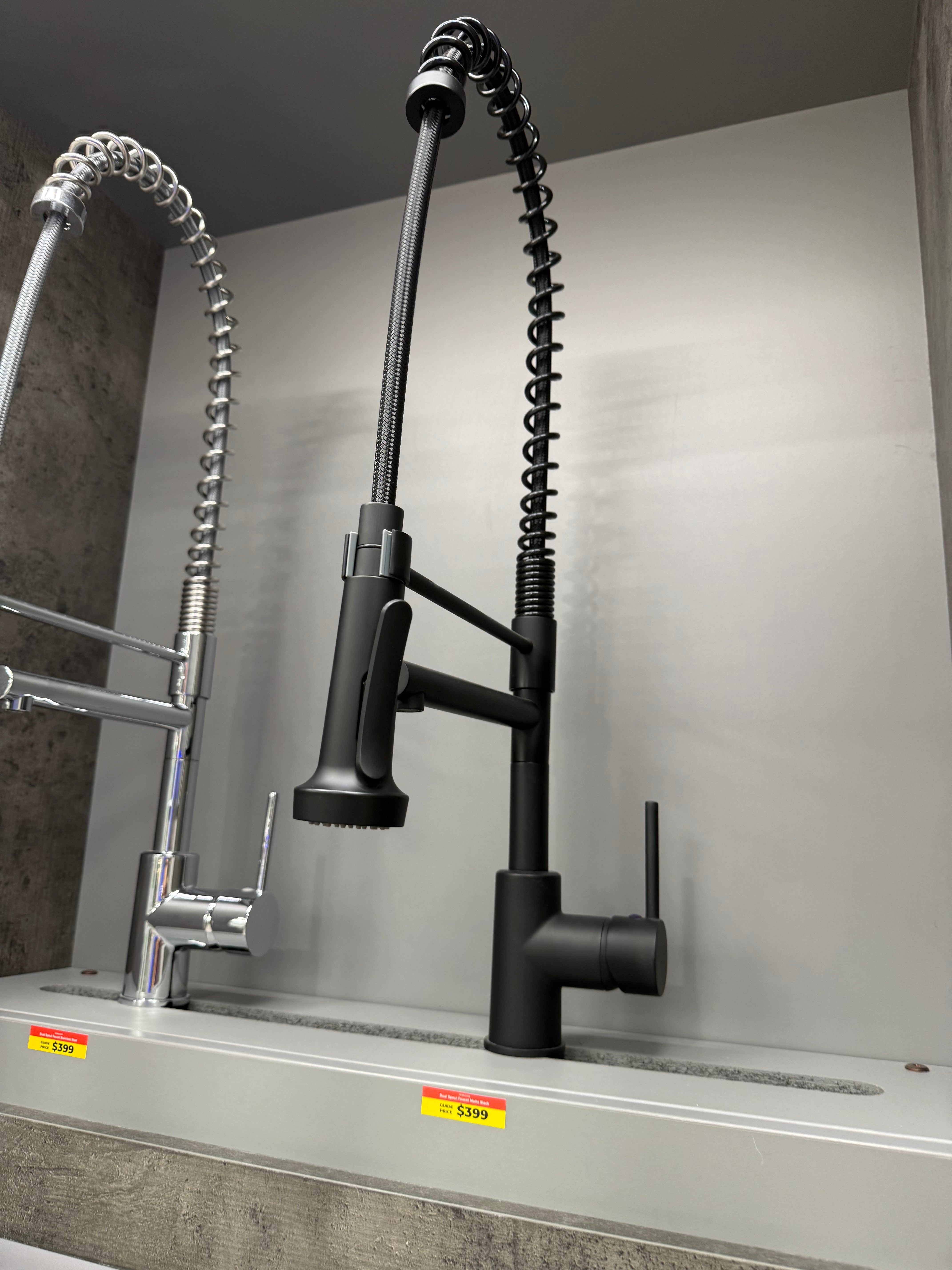 Single Lever Dual Spout Kitchen Faucet in Matte Black