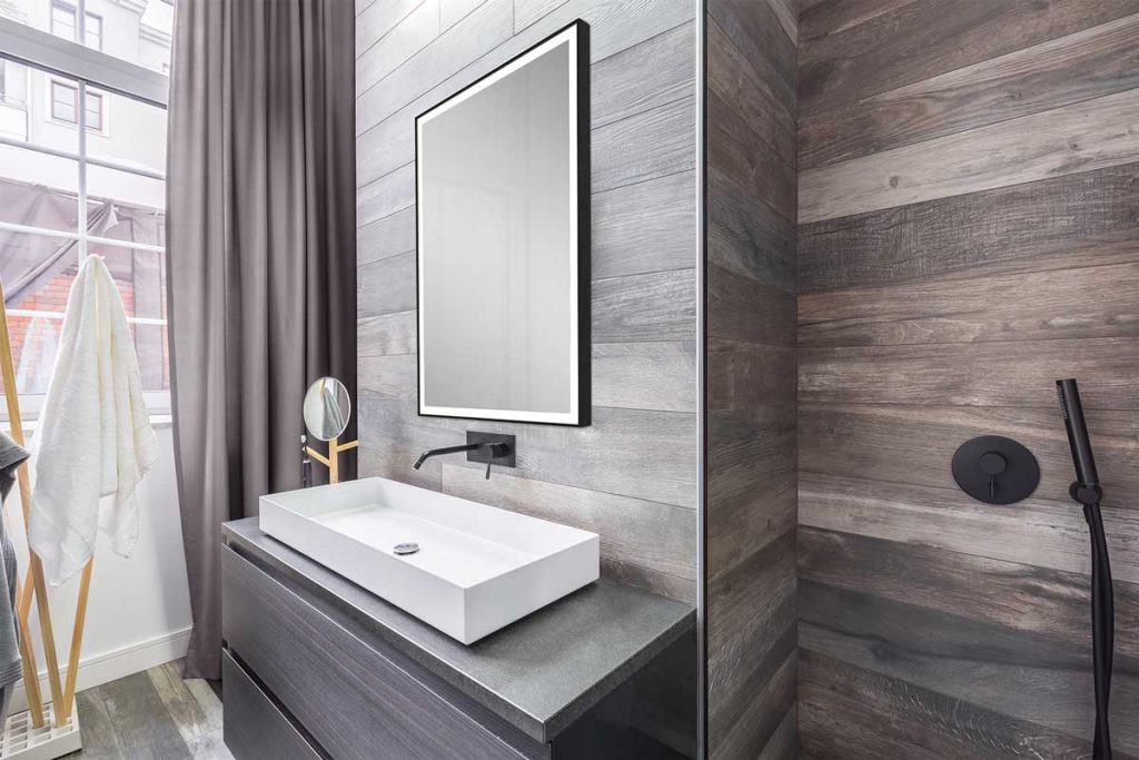 GlassCrafters Chelsea Collection 24" x 30" Illuminated Black Framed Bathroom Wall Mirror