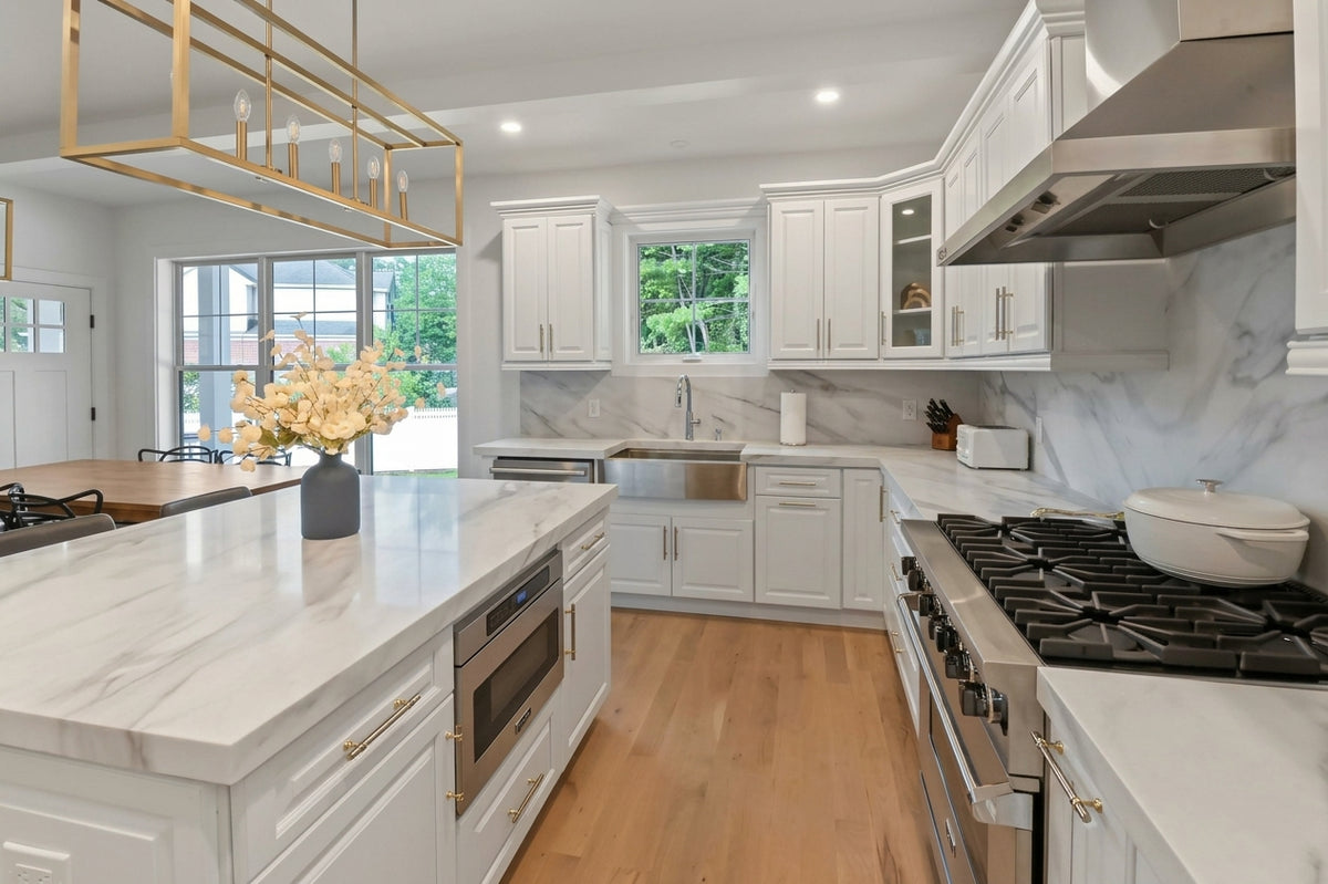 Cubitac Transitional White Kitchen with Island & Viking Appliances