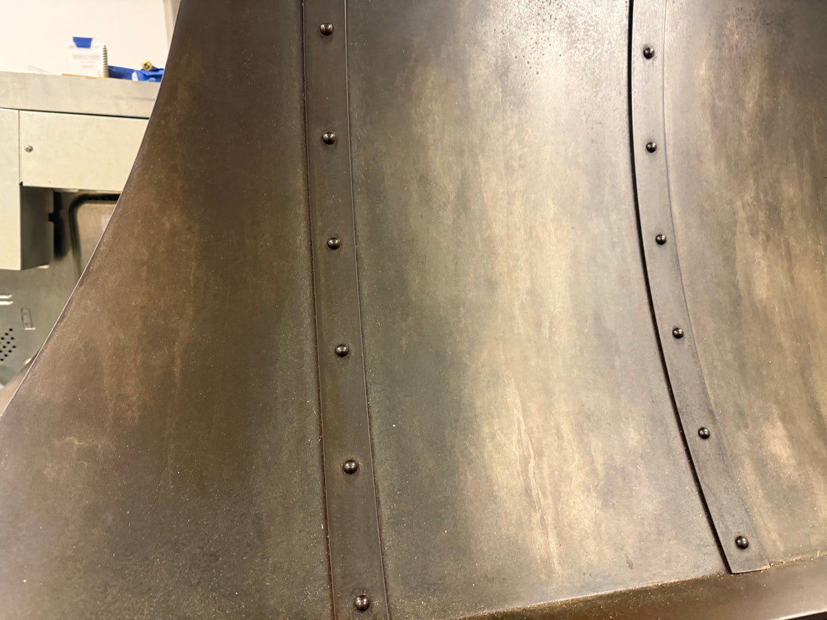 High-end showroom display hand-forged iron kitchen ventilation hood
