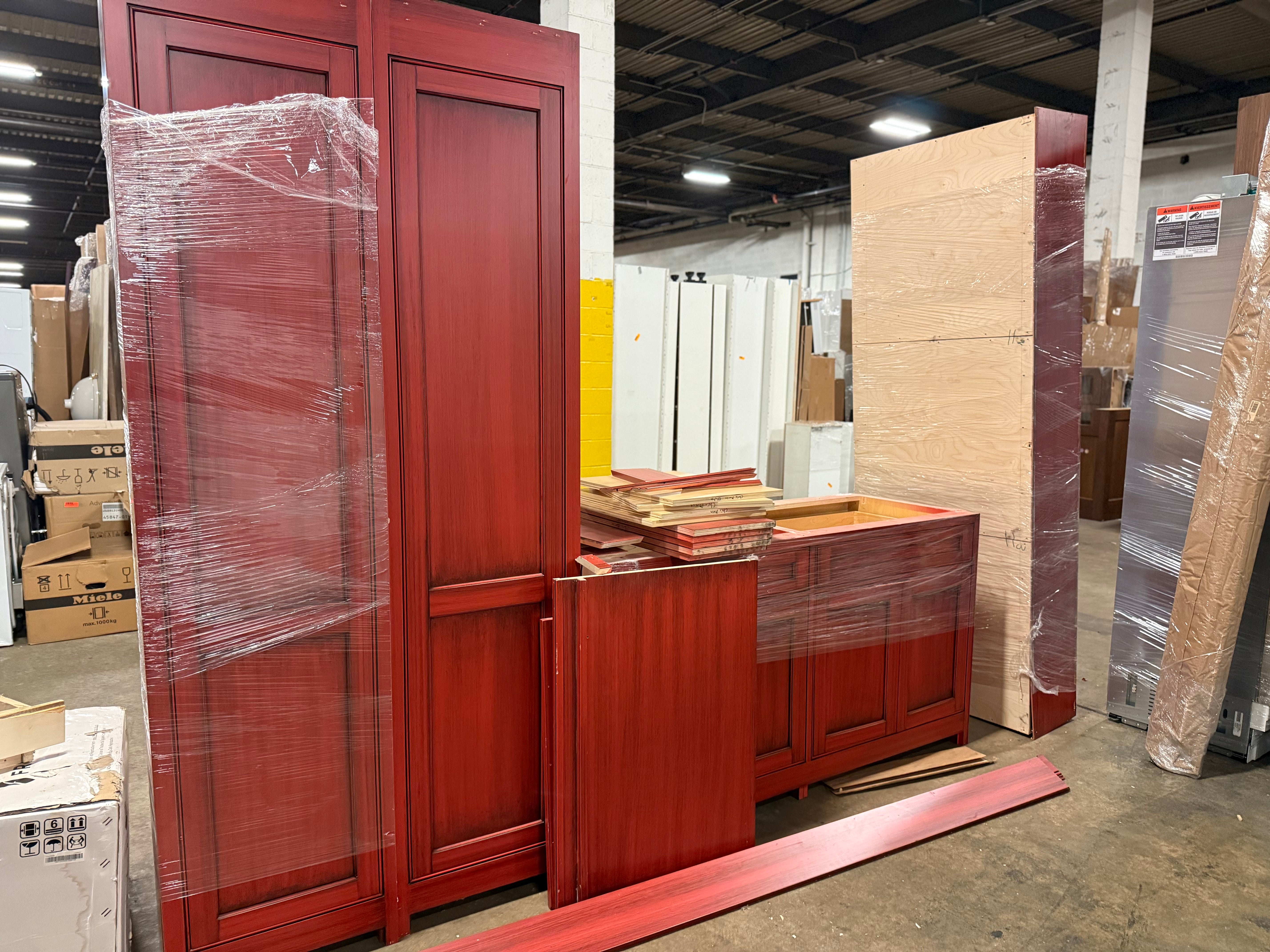 Reinhart & Sons "Barn Red" Distressed Traditional Cherry Wood Dry Bar