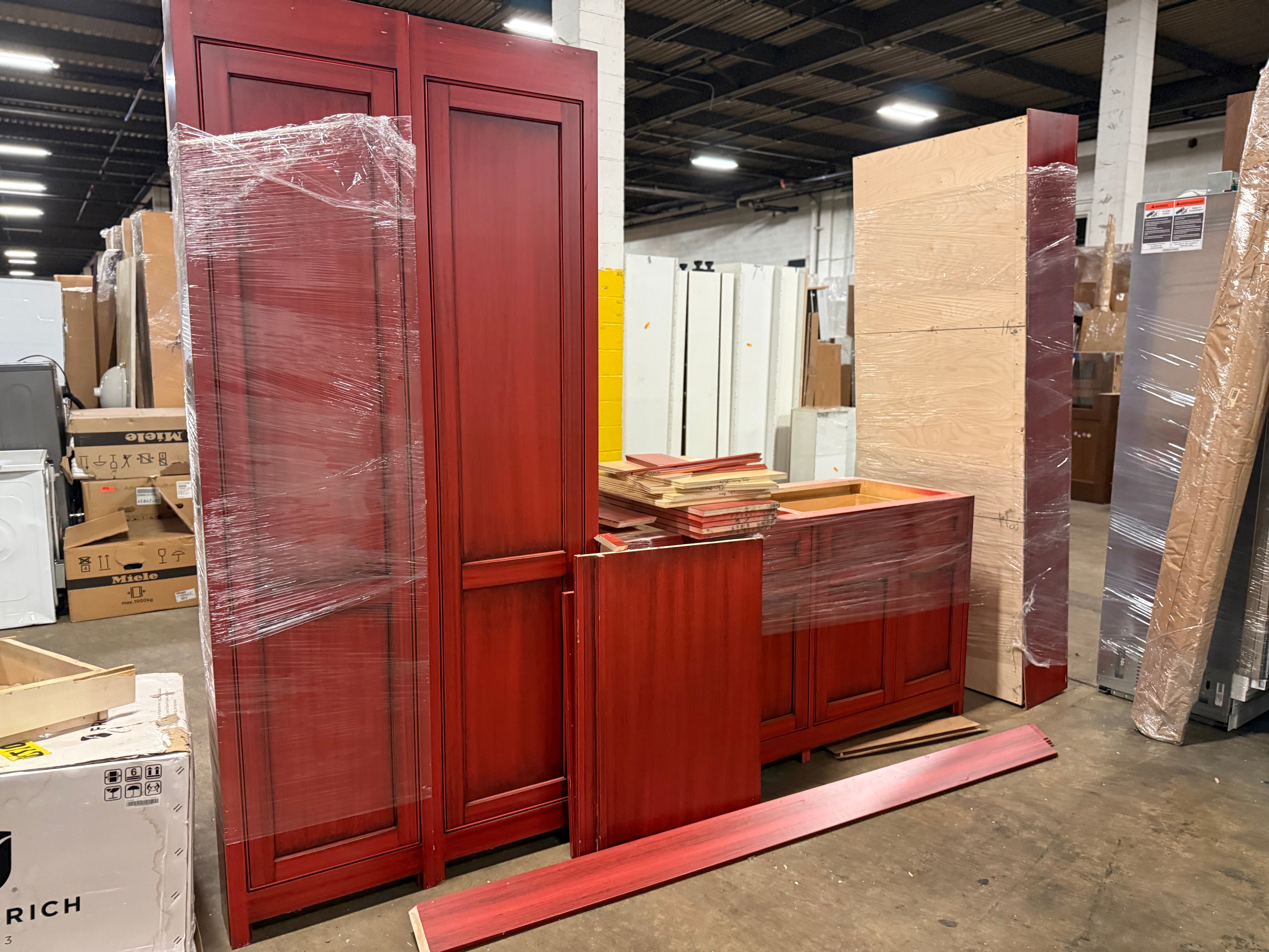 Reinhart & Sons "Barn Red" Distressed Traditional Cherry Wood Dry Bar