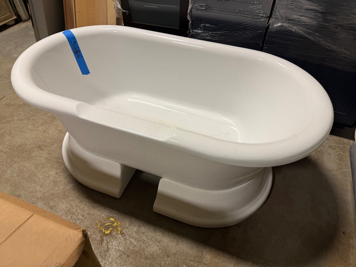 Custom classic 60 inch white freestanding soaking bathtub in high gloss acrylic