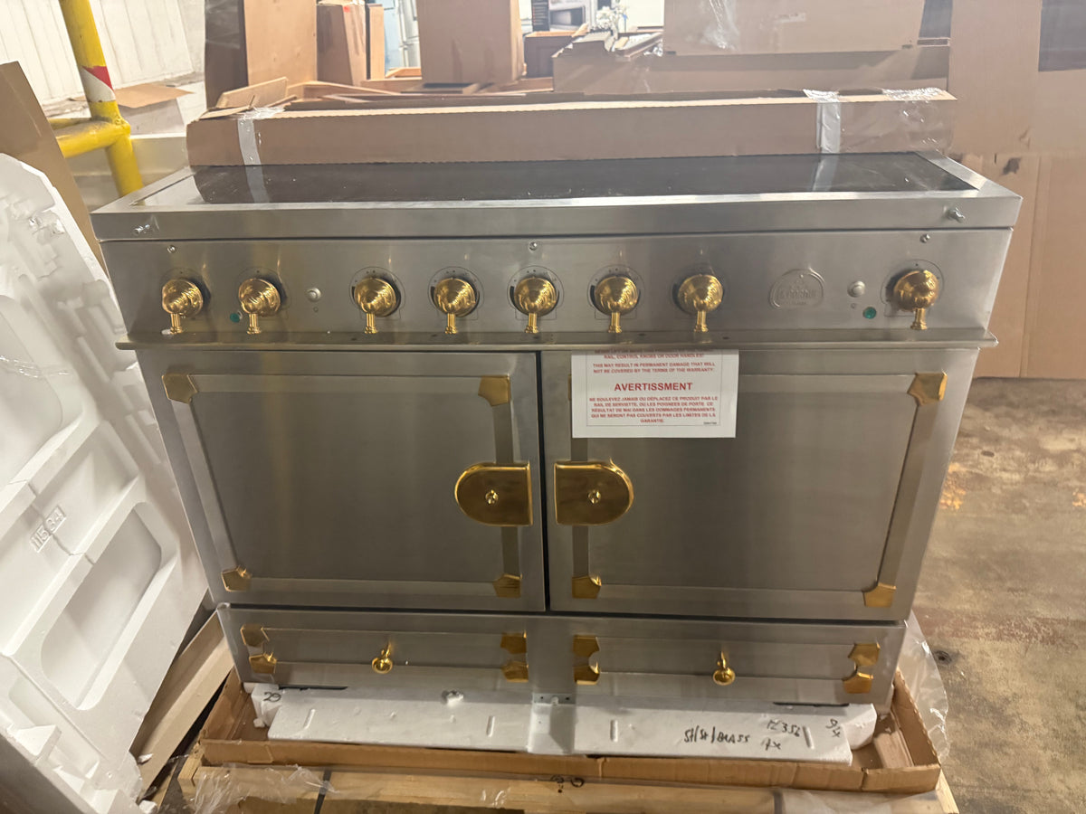 La Cornue CornuFe 44 inch stainless steel induction range with brass trim