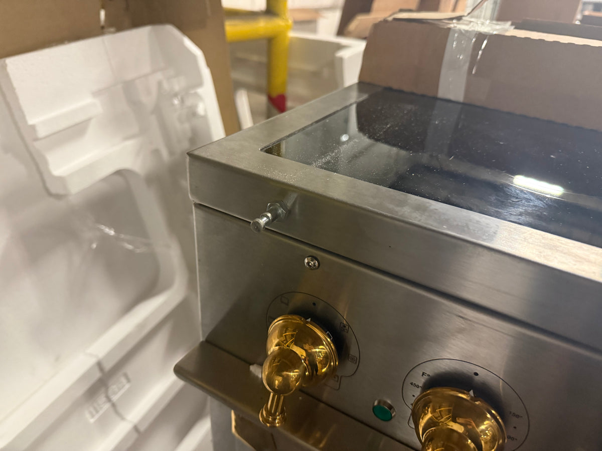 La Cornue Cornufe 44 Stainless Steel Induction Range with Brass Trim
