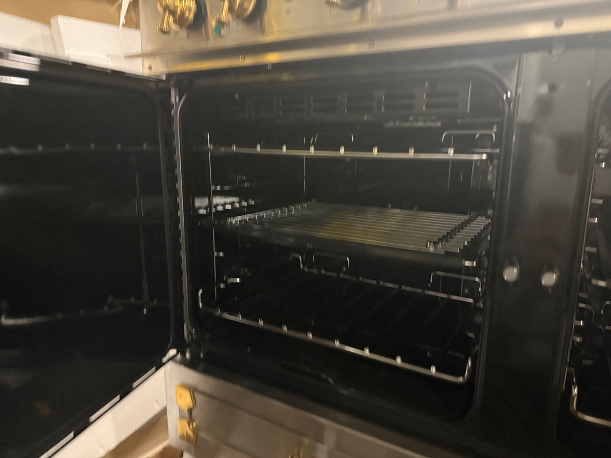 La Cornue Cornufe 44 Stainless Steel Induction Range with Brass Trim
