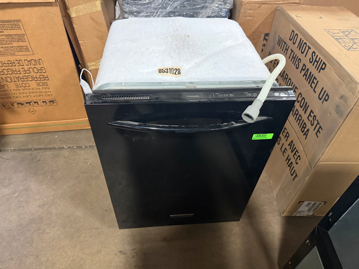 KitchenAid 24 inch black built in dishwasher KUDI01FLBL with control panel
