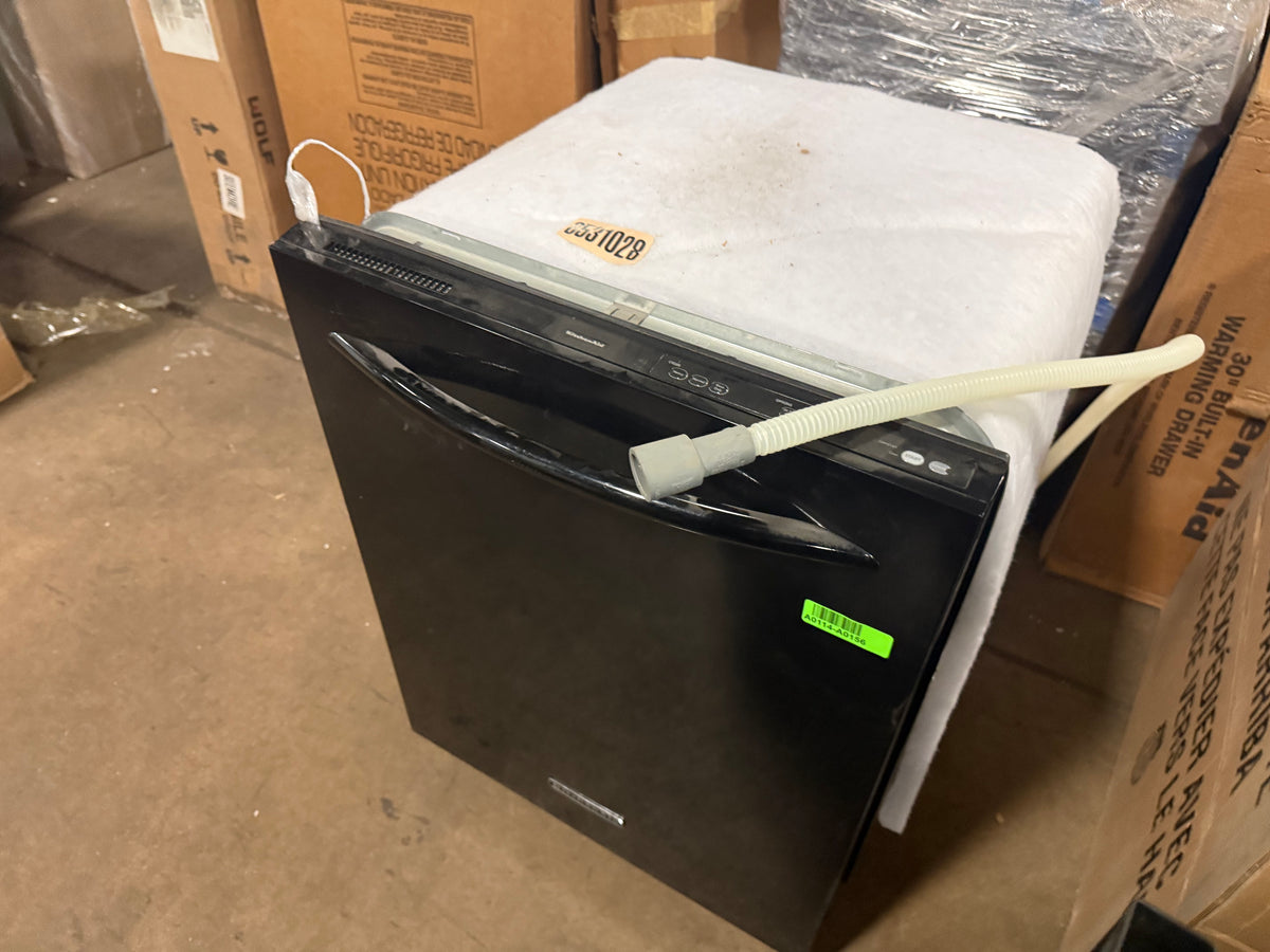 High-end residential kitchen appliance black dishwasher with flexible racks