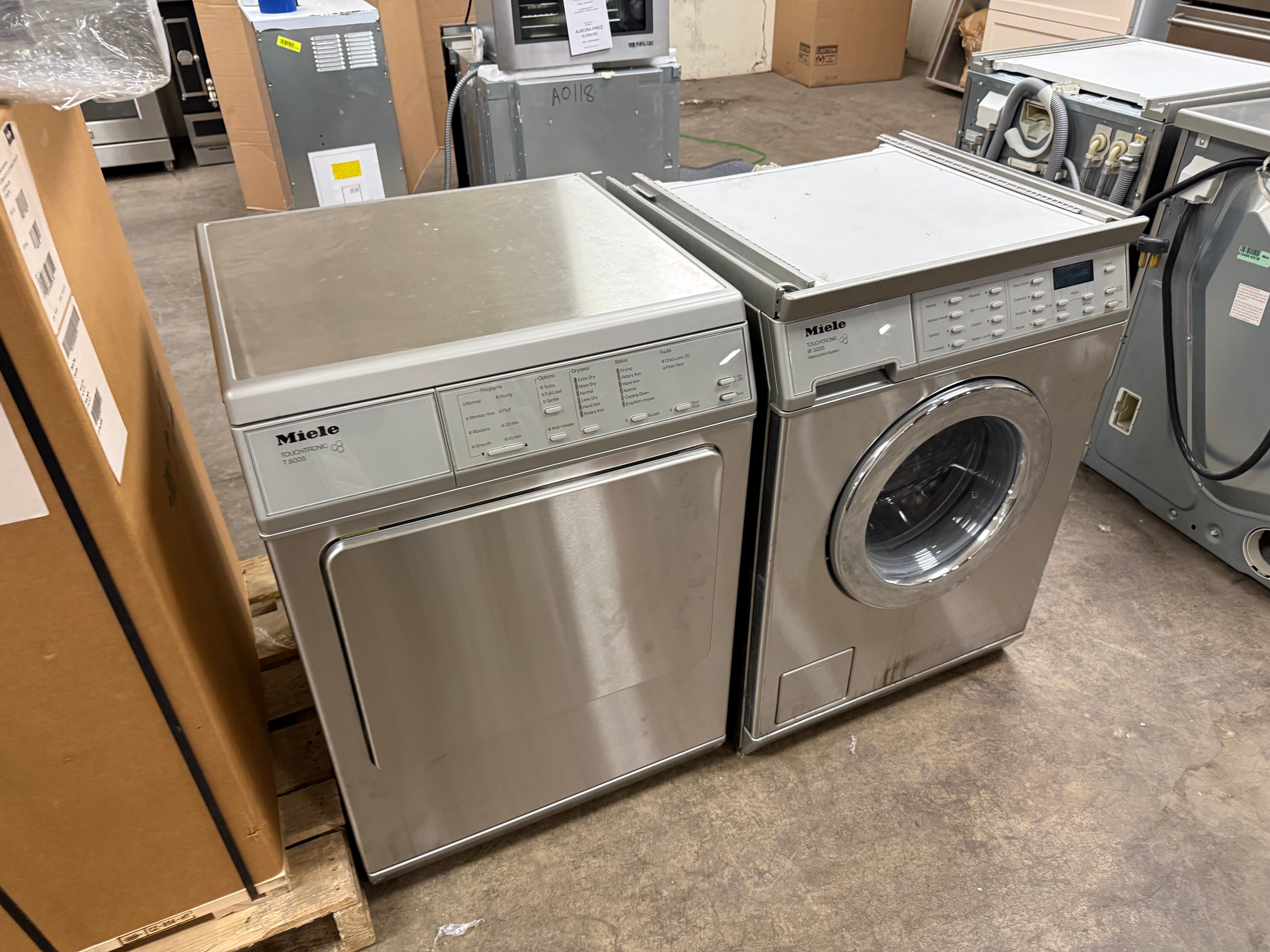 Miele 24" Stainless Steel Professional Stackable Laundry Set