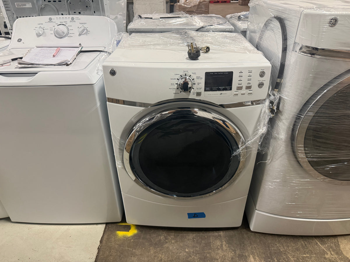 GE 7.5 cu ft front load electric dryer with steam GFDS170EHWW white