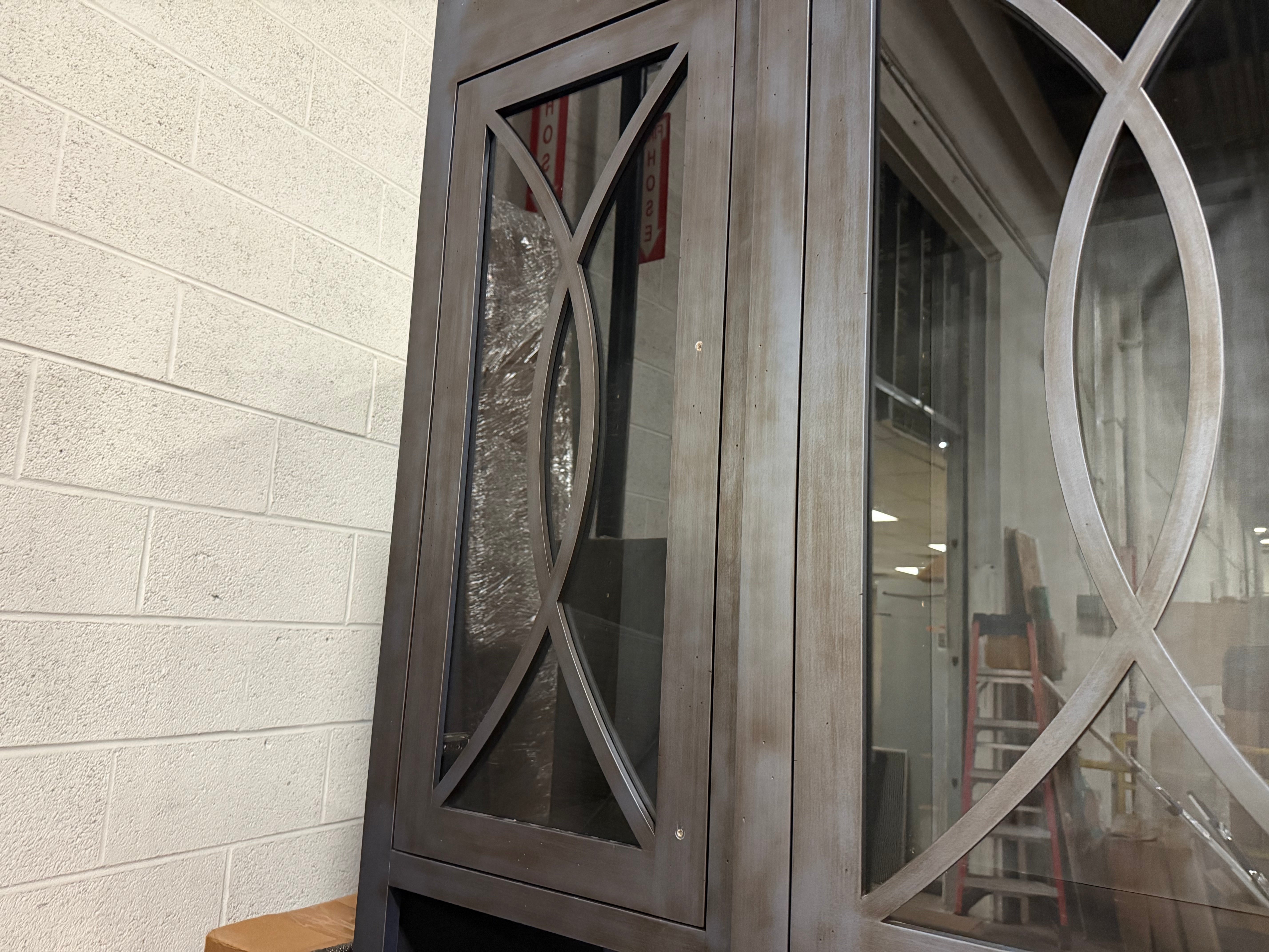 Custom Traditional Distressed Dark Navy Blue Hutch