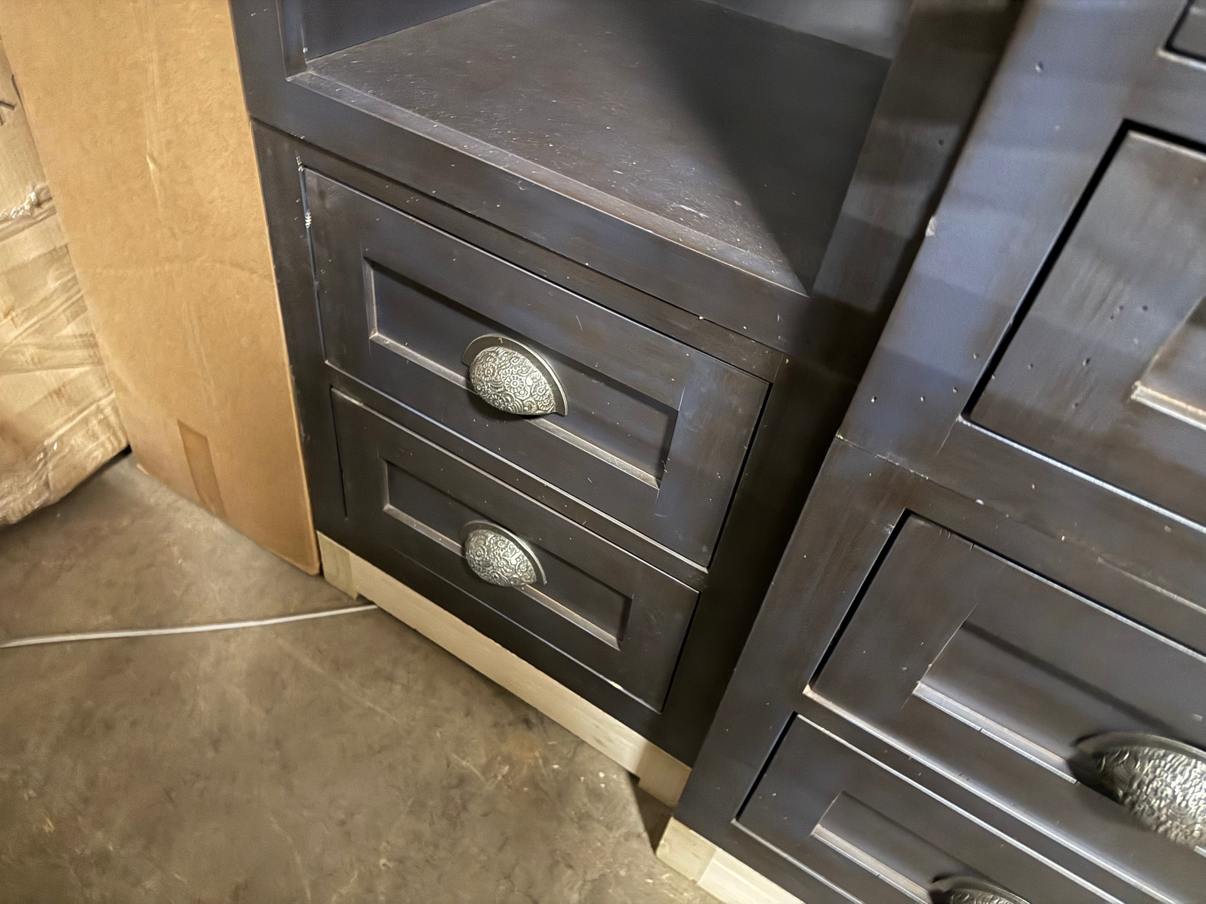 Custom Traditional Distressed Dark Navy Blue Hutch