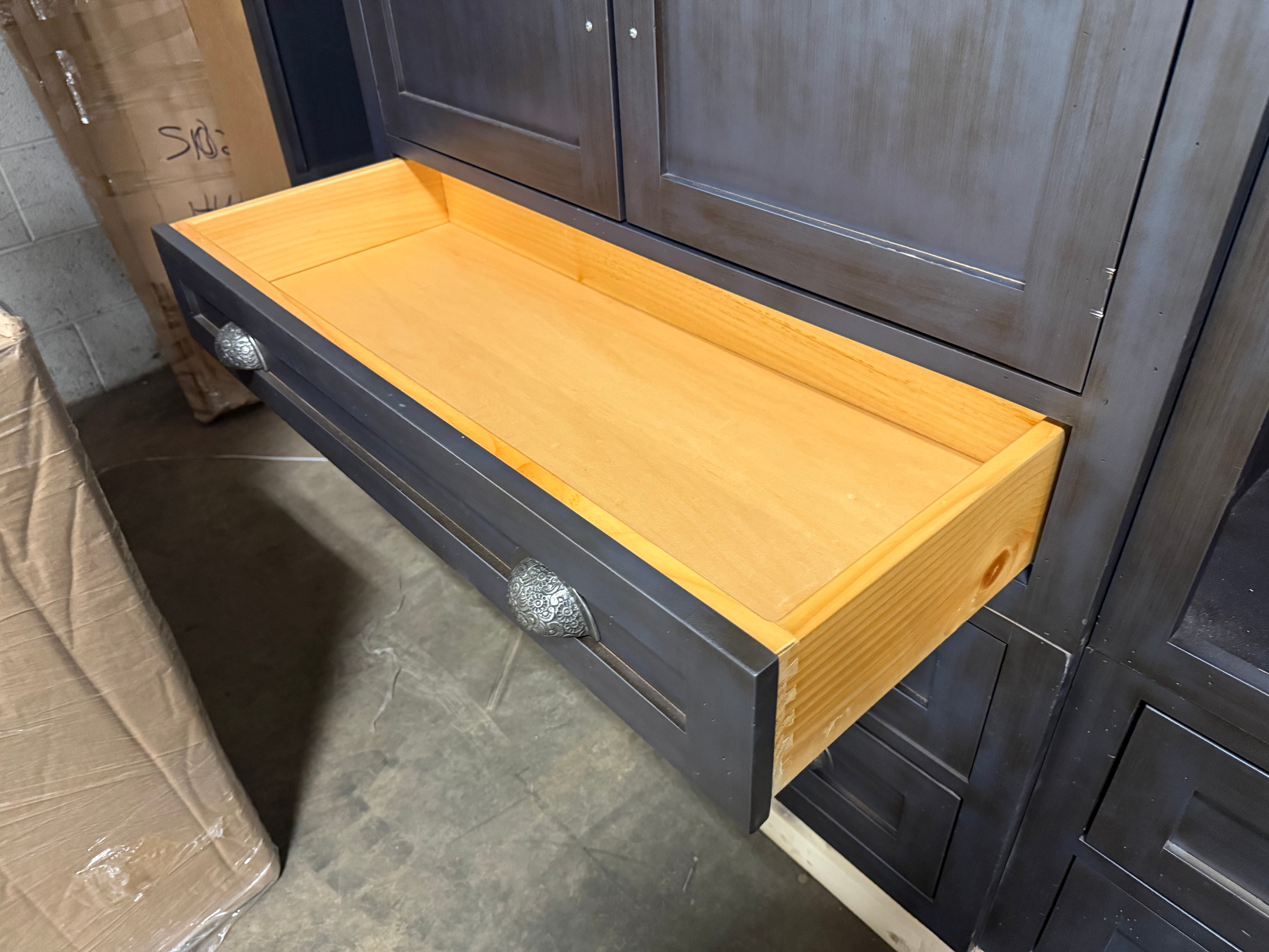 Custom Traditional Distressed Dark Navy Blue Hutch