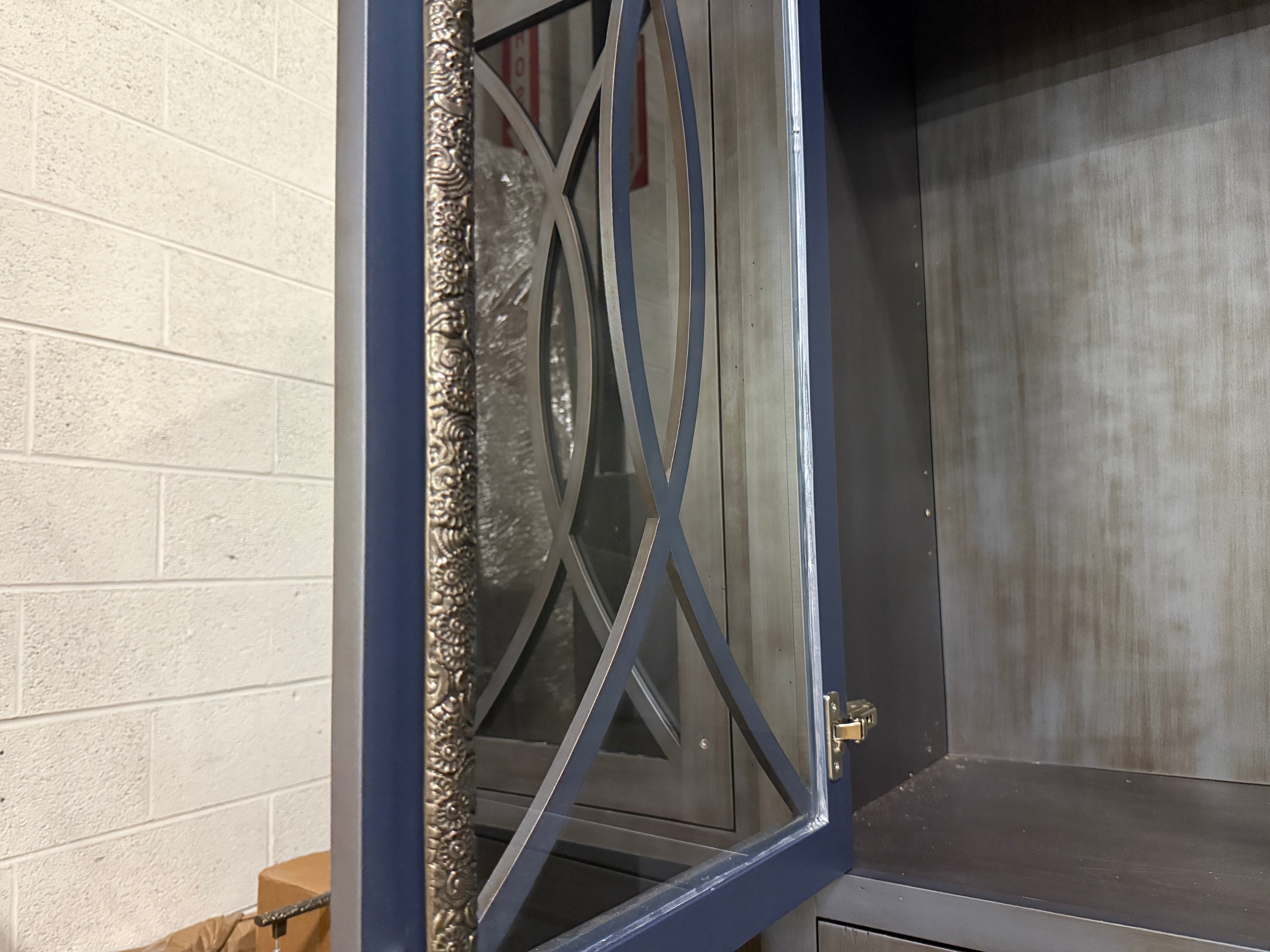 Custom Traditional Distressed Dark Navy Blue Hutch