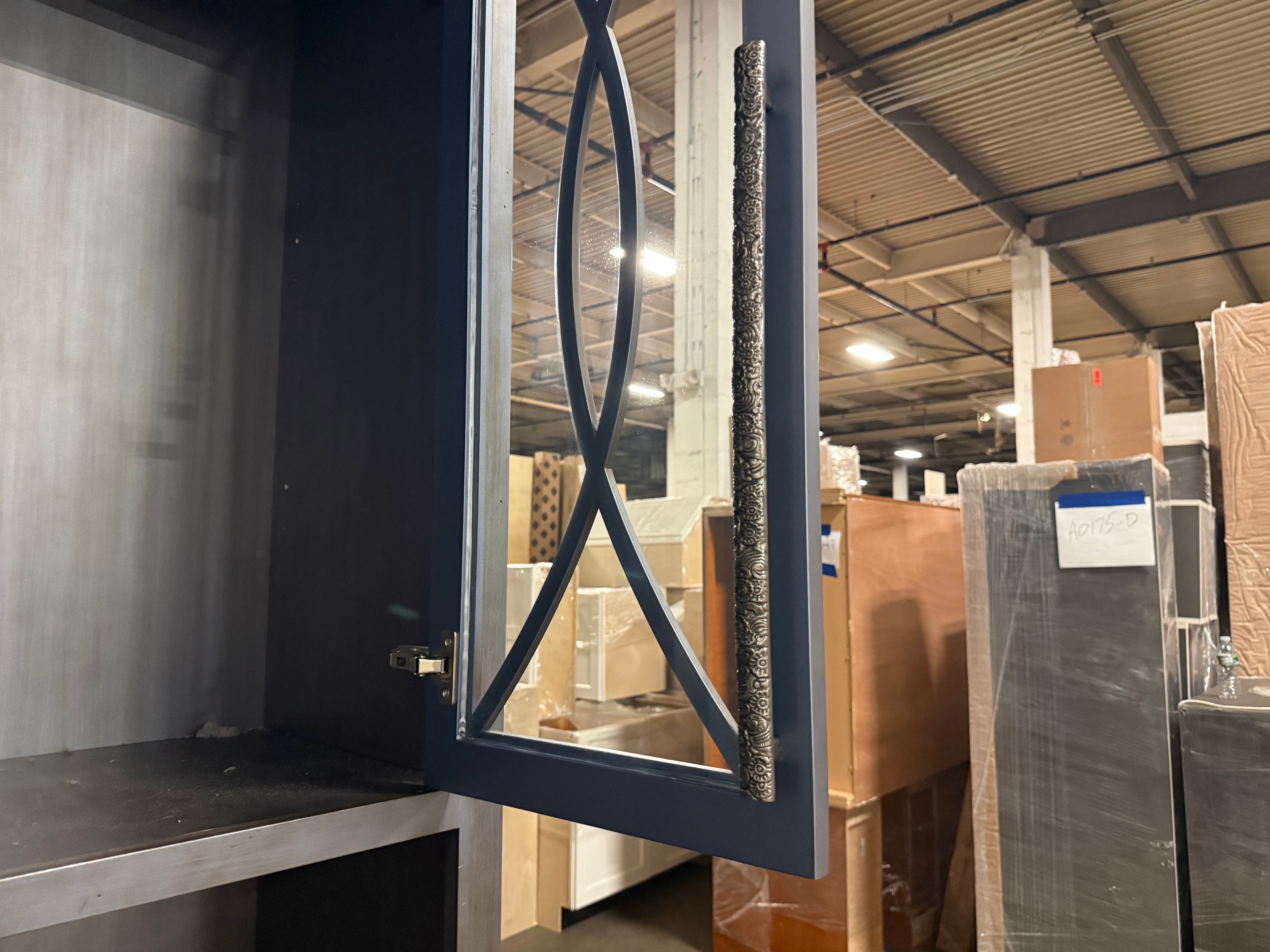 Custom Traditional Distressed Dark Navy Blue Hutch