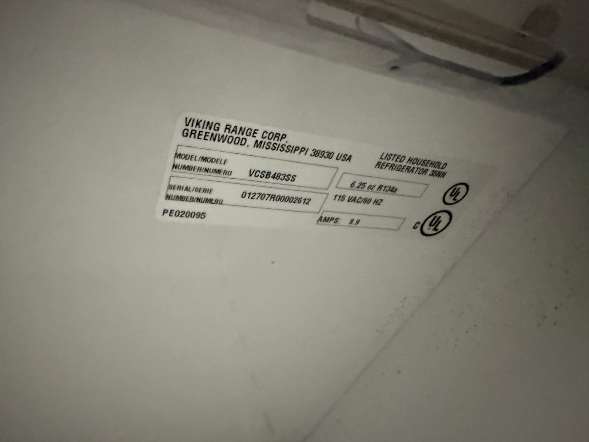 Viking VCSB483SS 48" Stainless Steel Side by Side Refrigerator