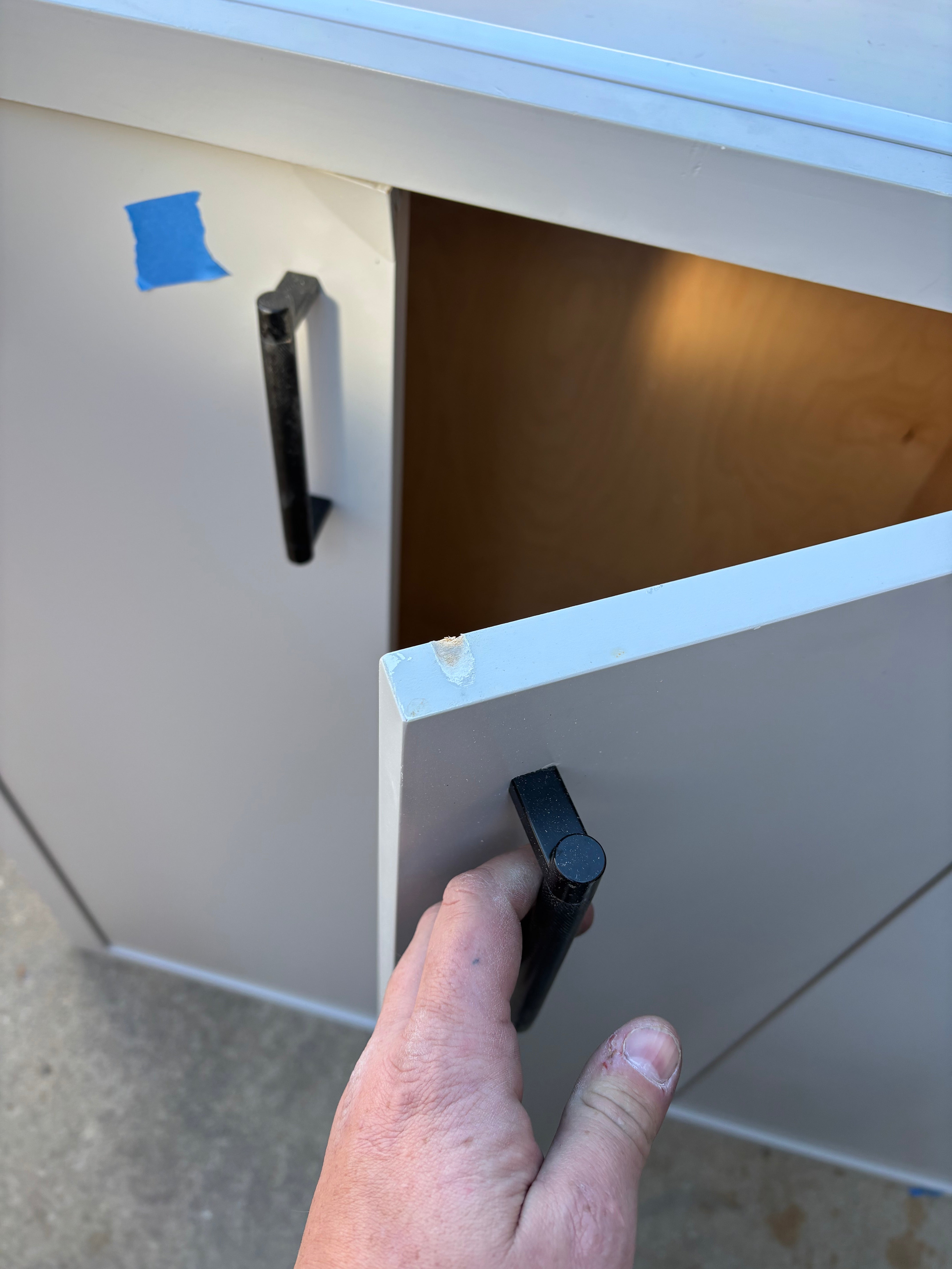 Custom Modern Light Grey Pantry with White Stone Countertops and Stainless Steel Sink
