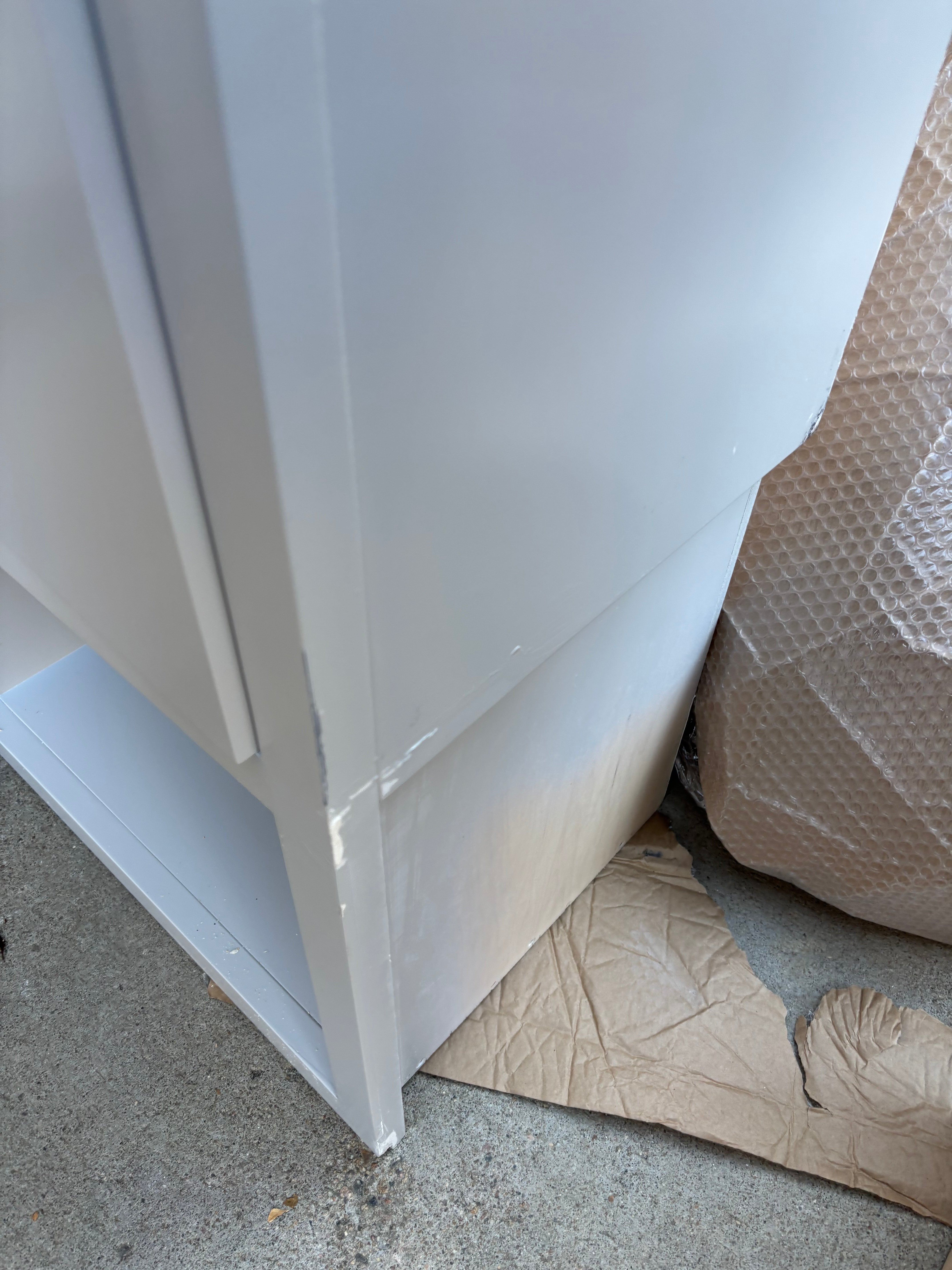 Custom Modern Light Grey Pantry with White Stone Countertops and Stainless Steel Sink