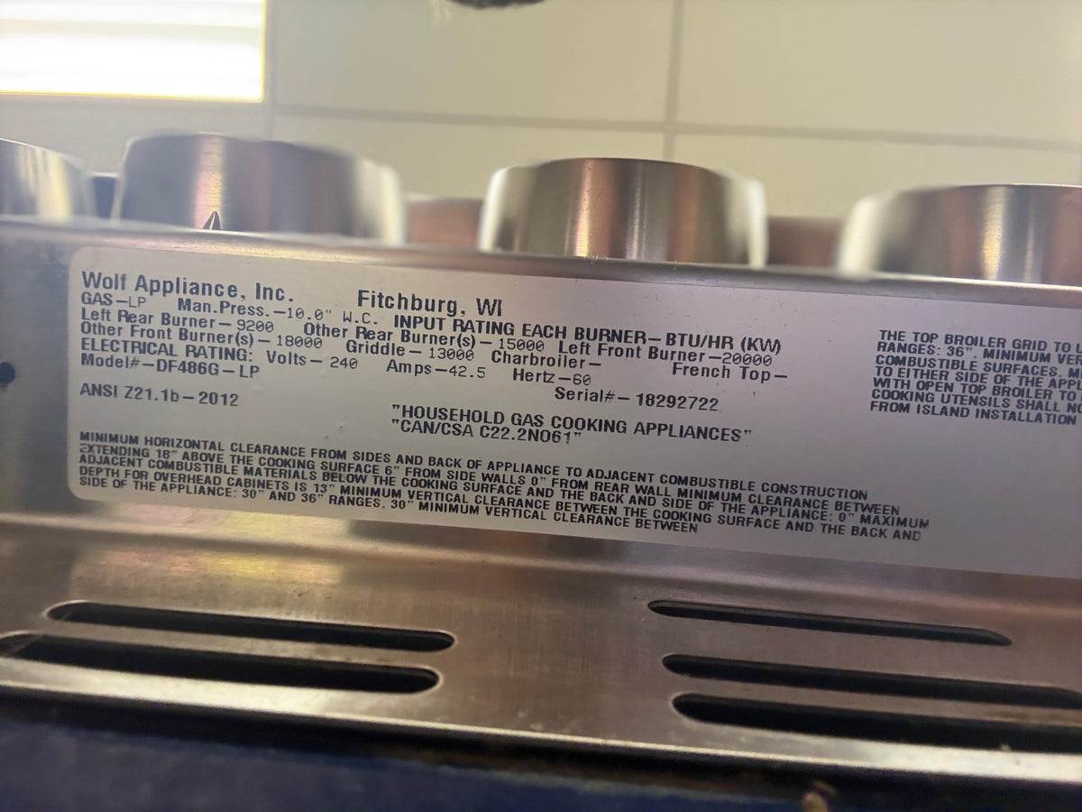 Wolf DF486G-LP 48" Stainless Steel Dual Fuel Range