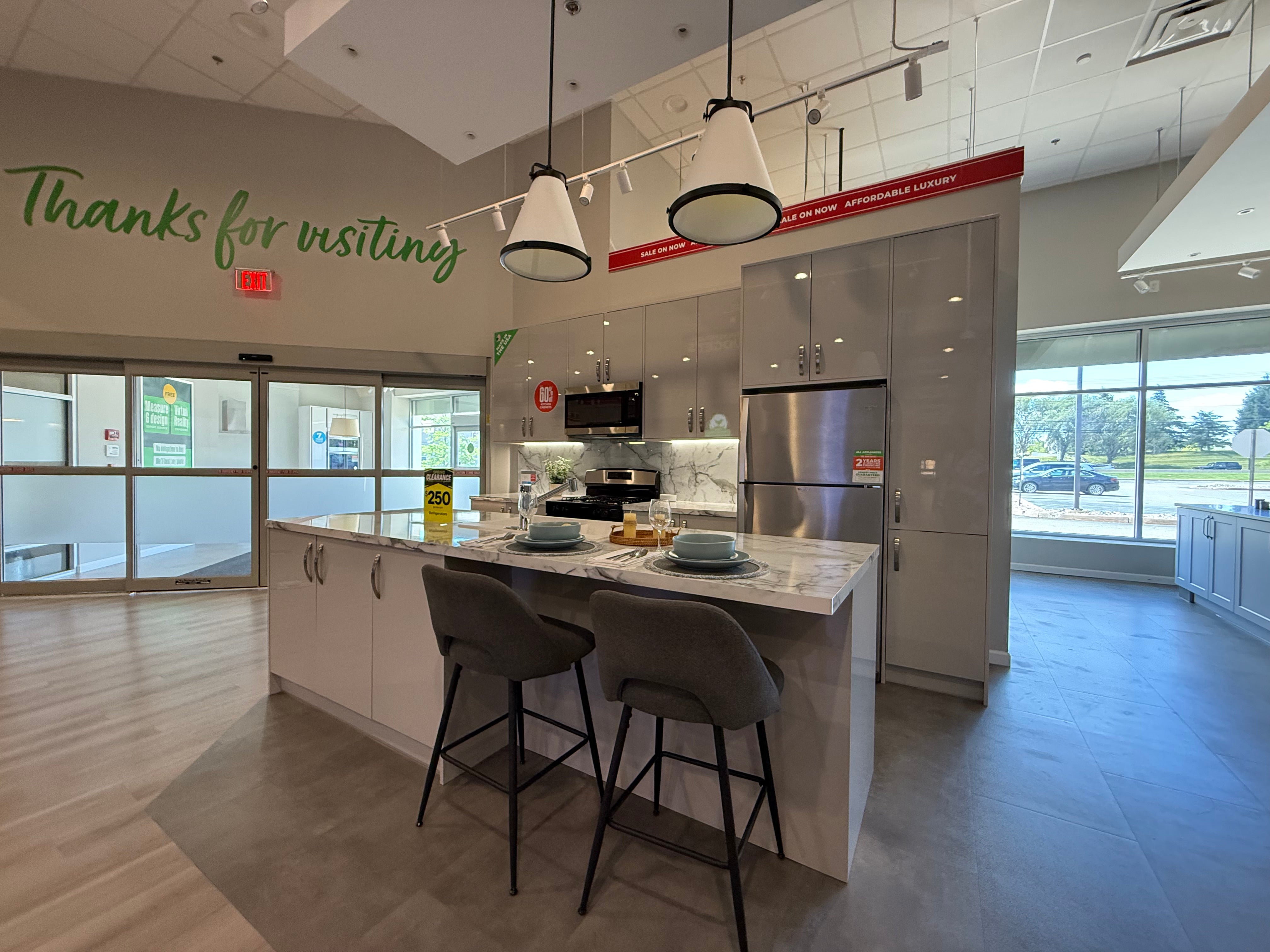 Wren Autograph Pebble Gray Gloss Kitchen with Island