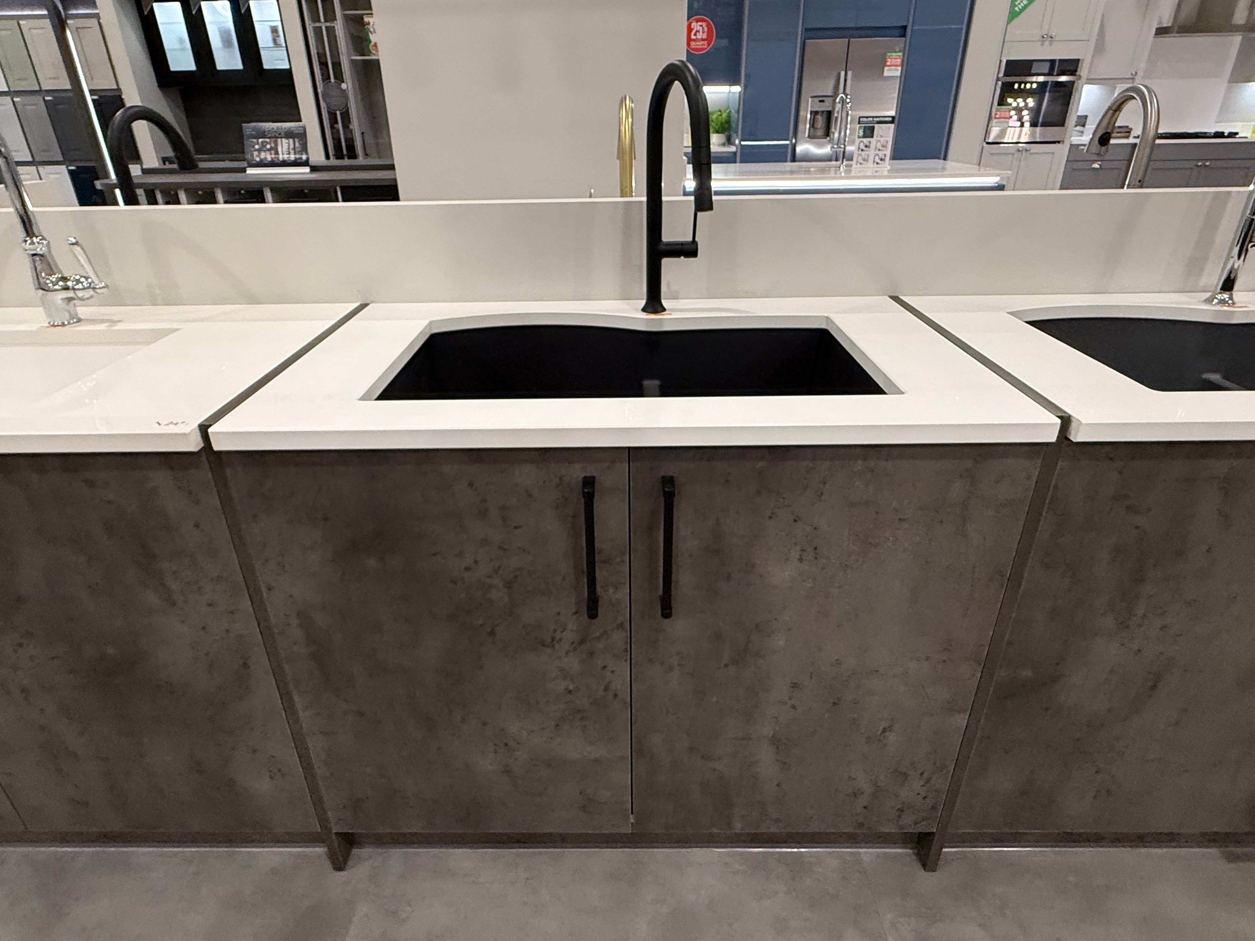 Double Basin Black Sink & Black Faucet with Cabinet