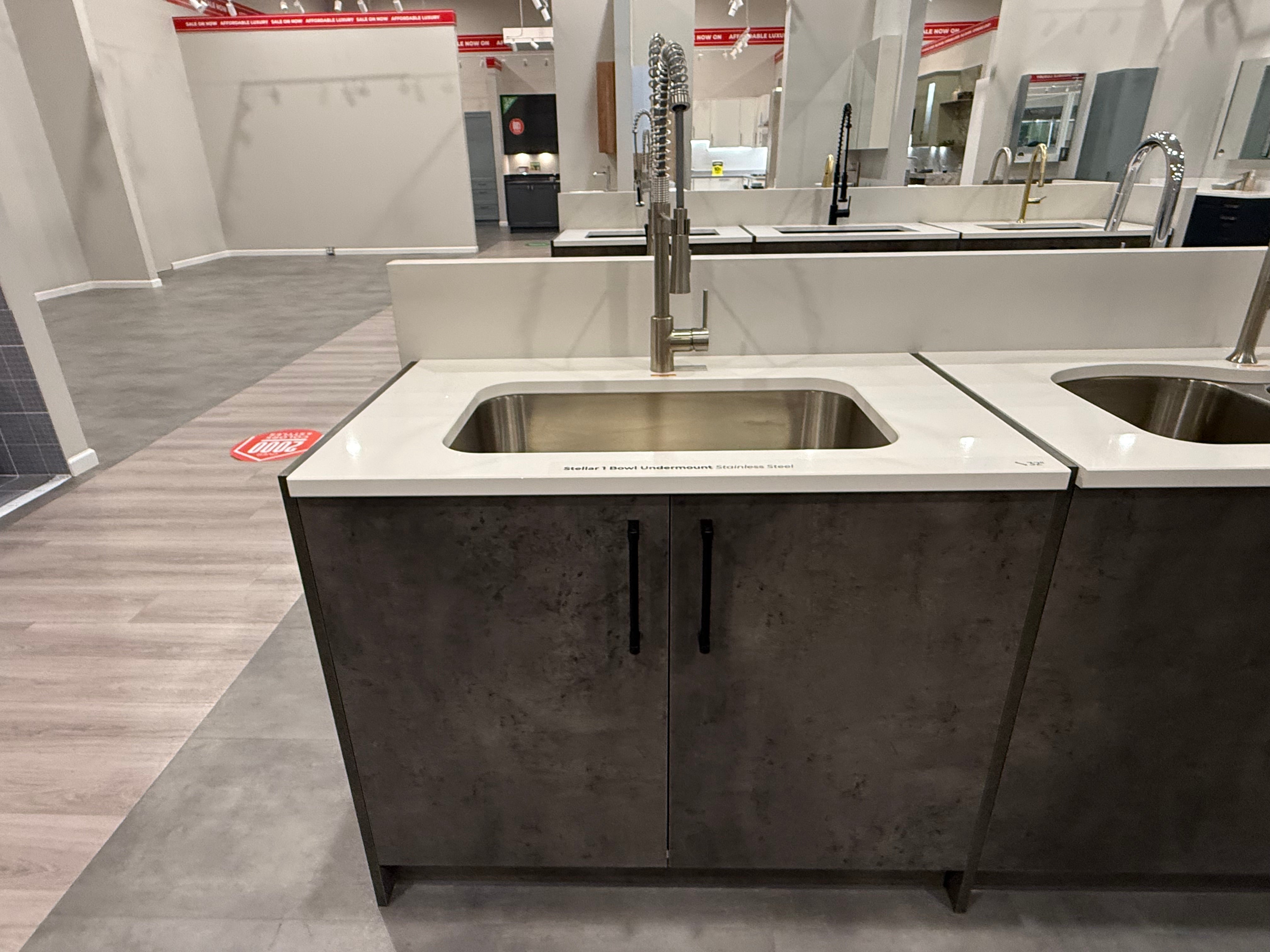 Single Basin Stainless Steel Sink & Brushed Nickel Faucet with Cabinet