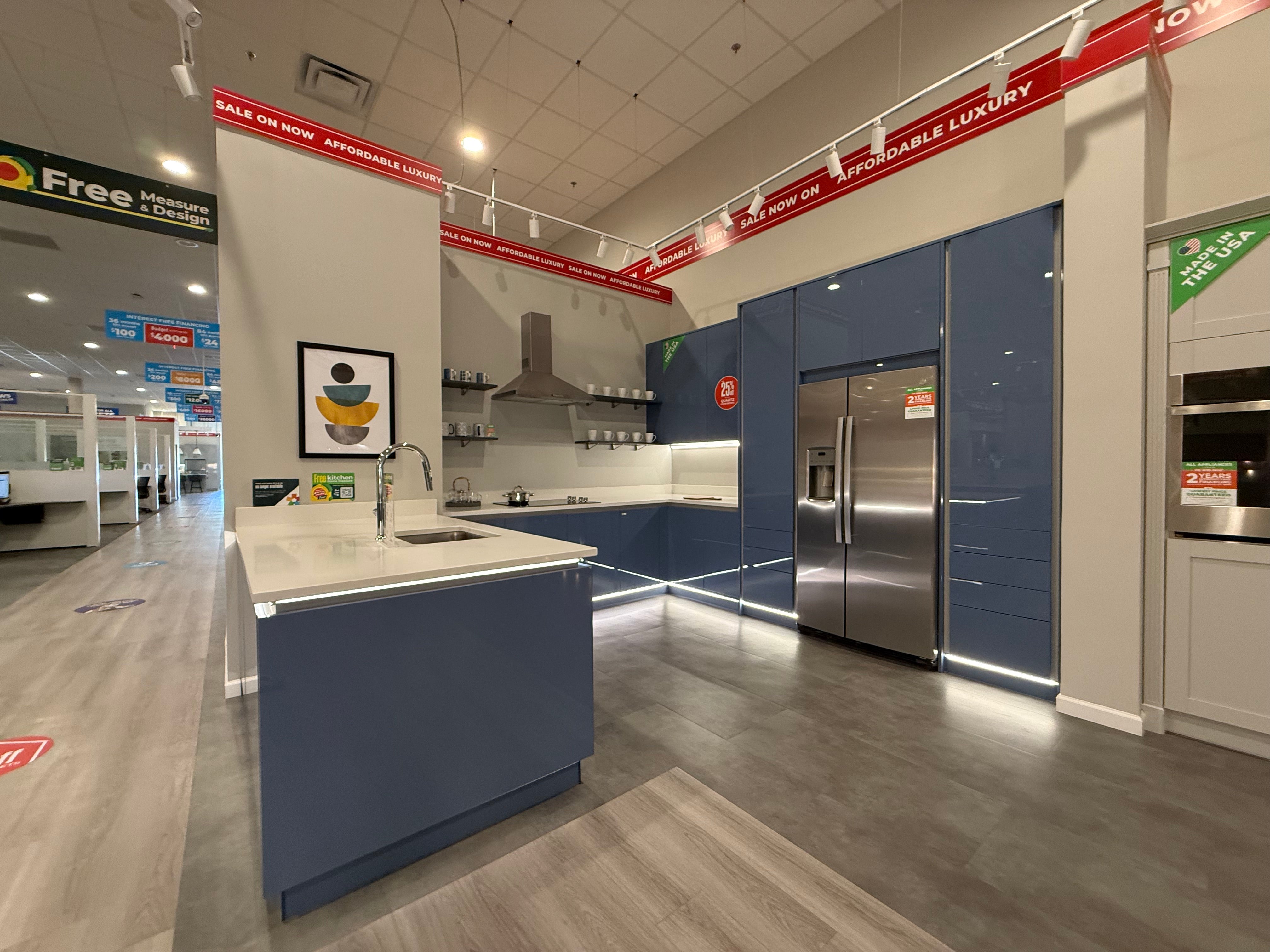 Wren Infinity Plus Blue Gloss Handleless Kitchen