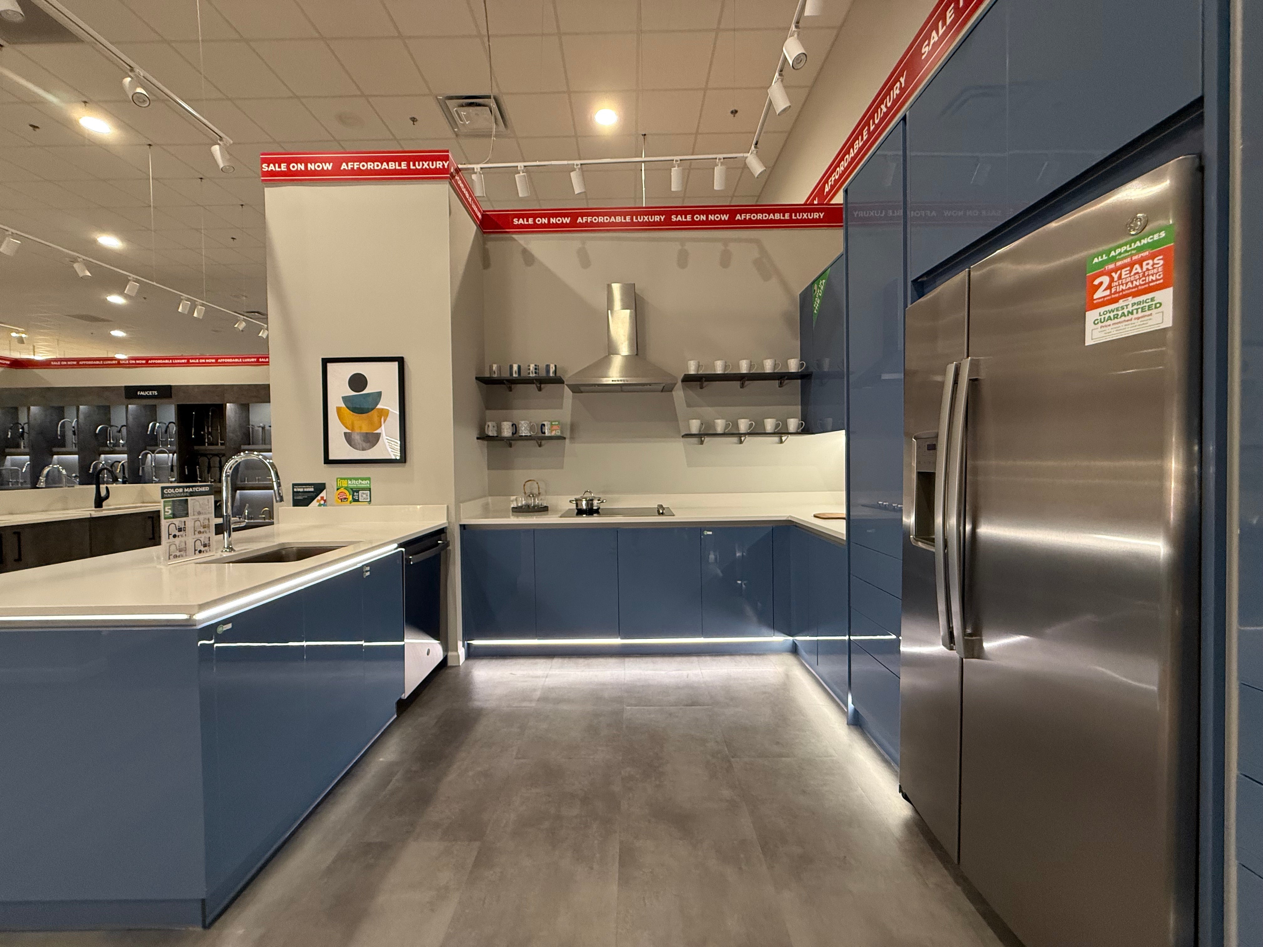 Wren Infinity Plus Blue Gloss Handleless Kitchen
