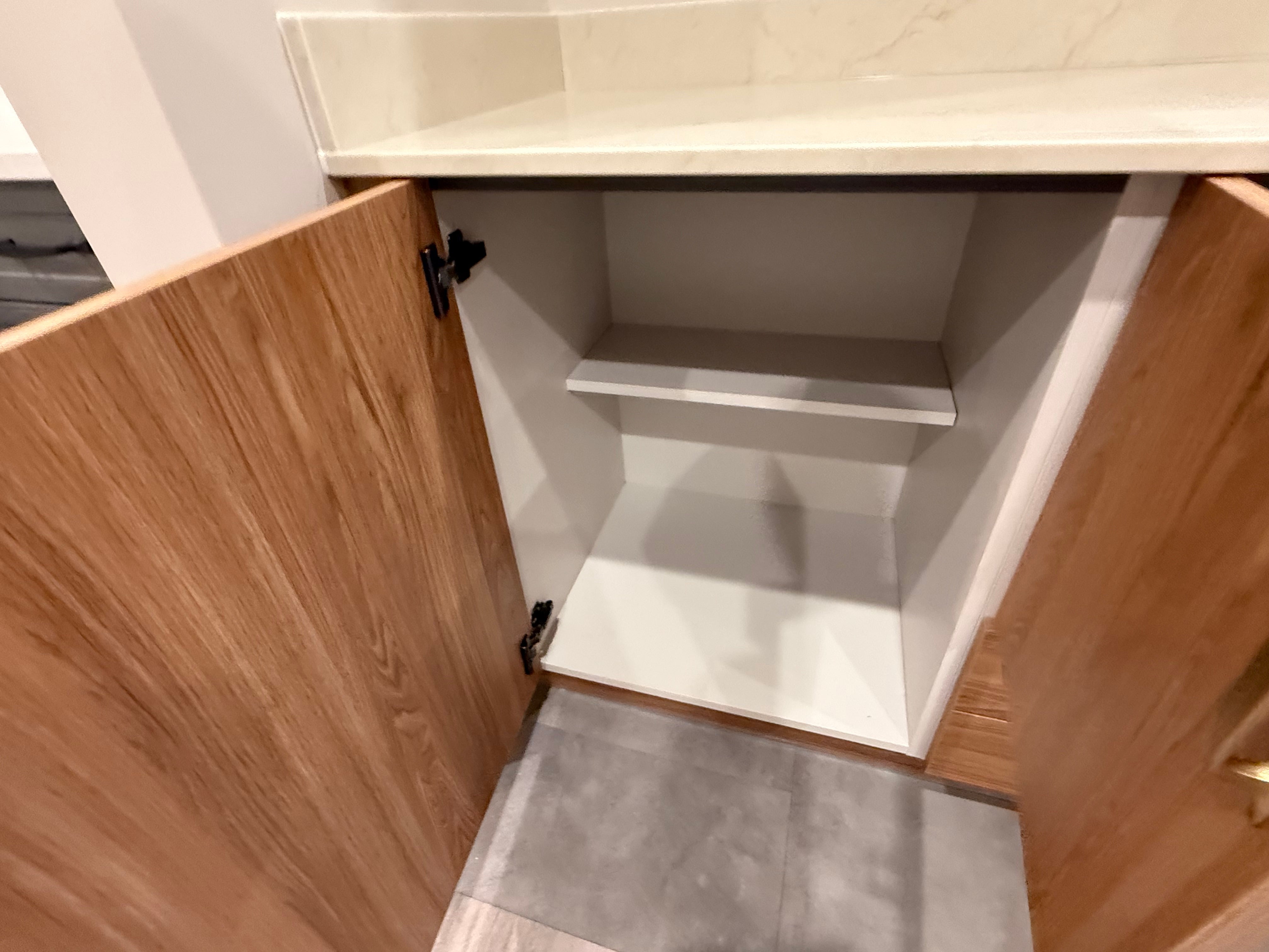Wren Walnut Handless Slab Single Vanity with Mirror Cabinet