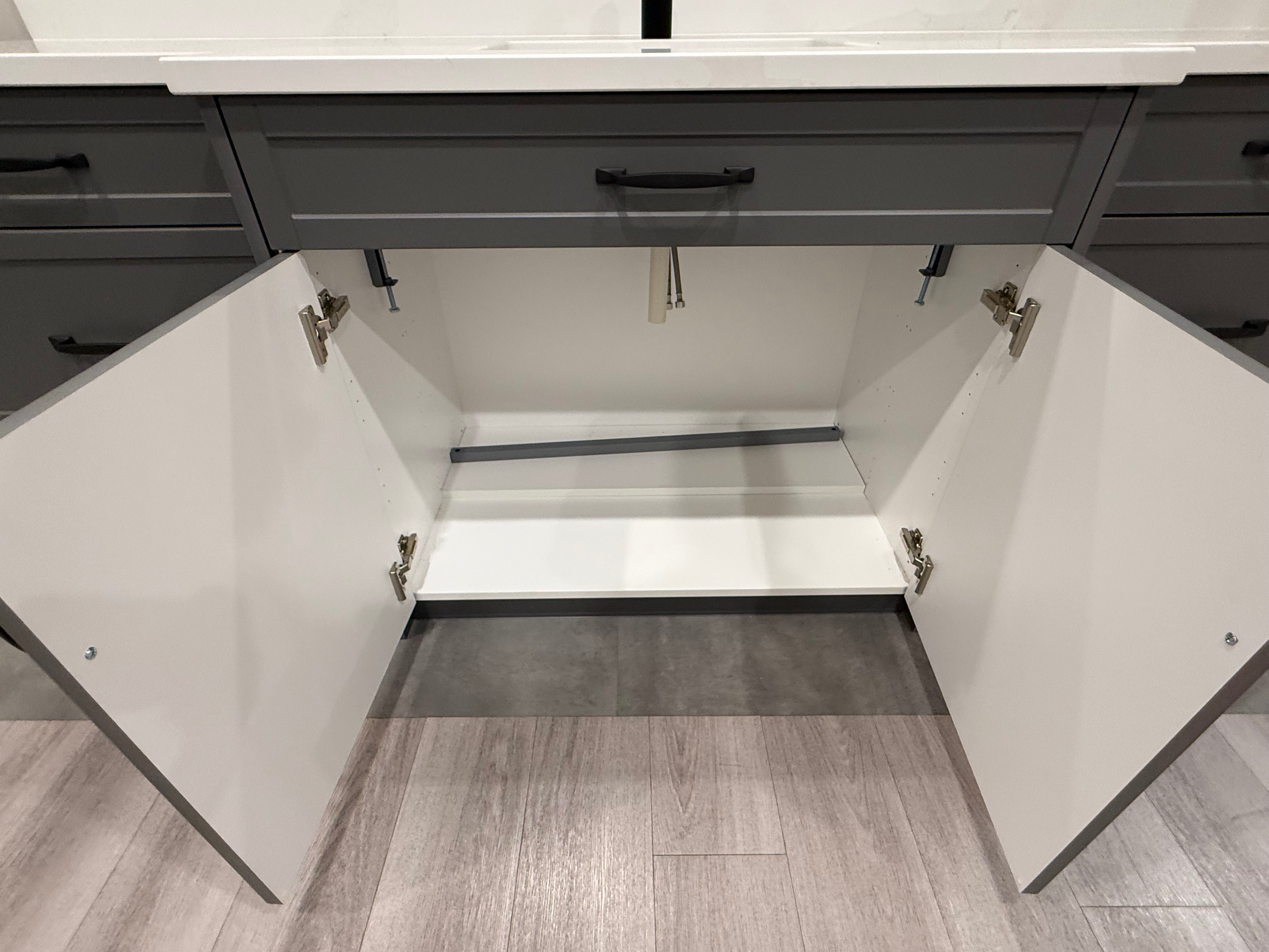 Grey Shaker Single Vanity with Mirror Cabinet