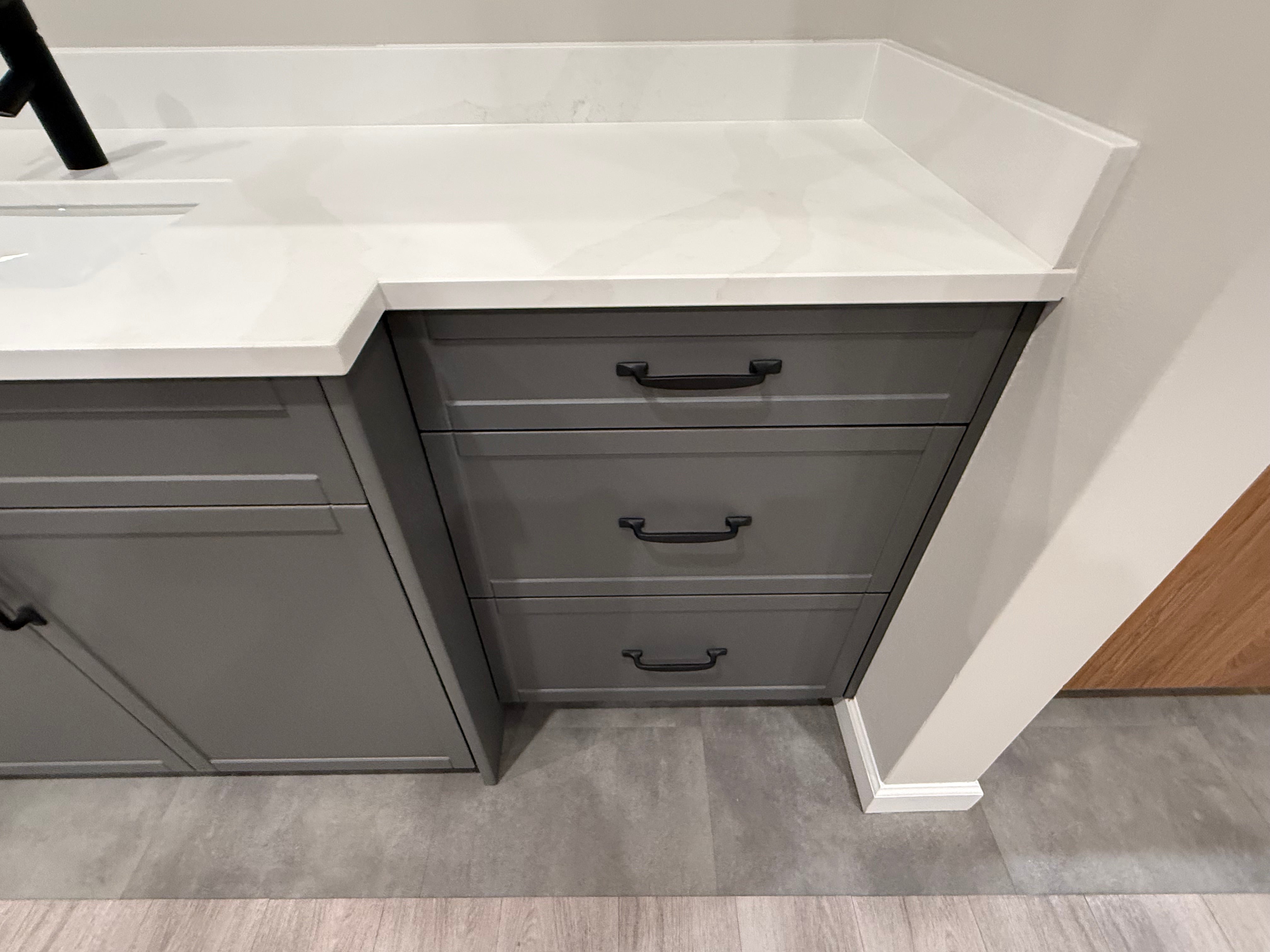 Grey Shaker Single Vanity with Mirror Cabinet