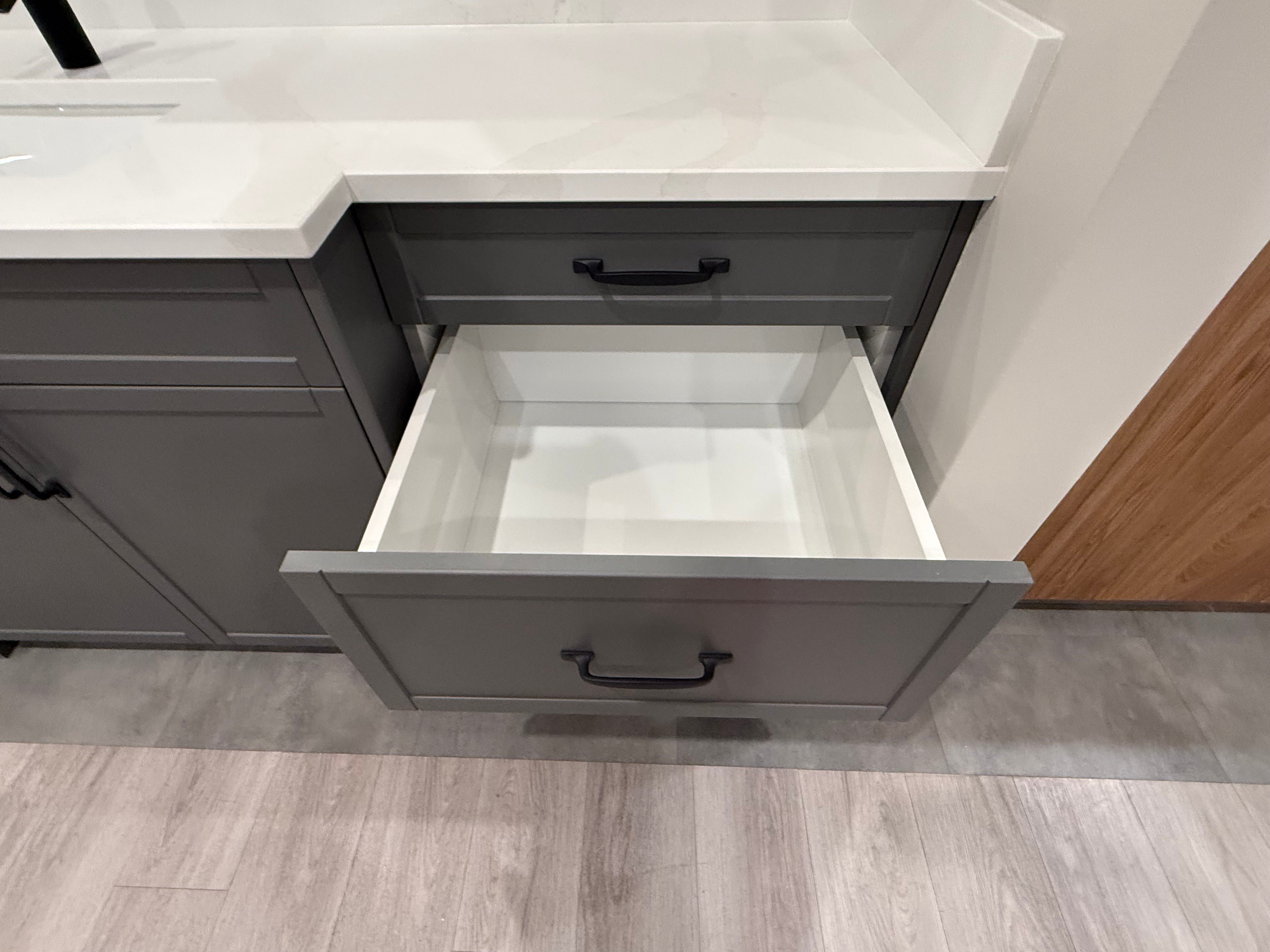 Grey Shaker Single Vanity with Mirror Cabinet