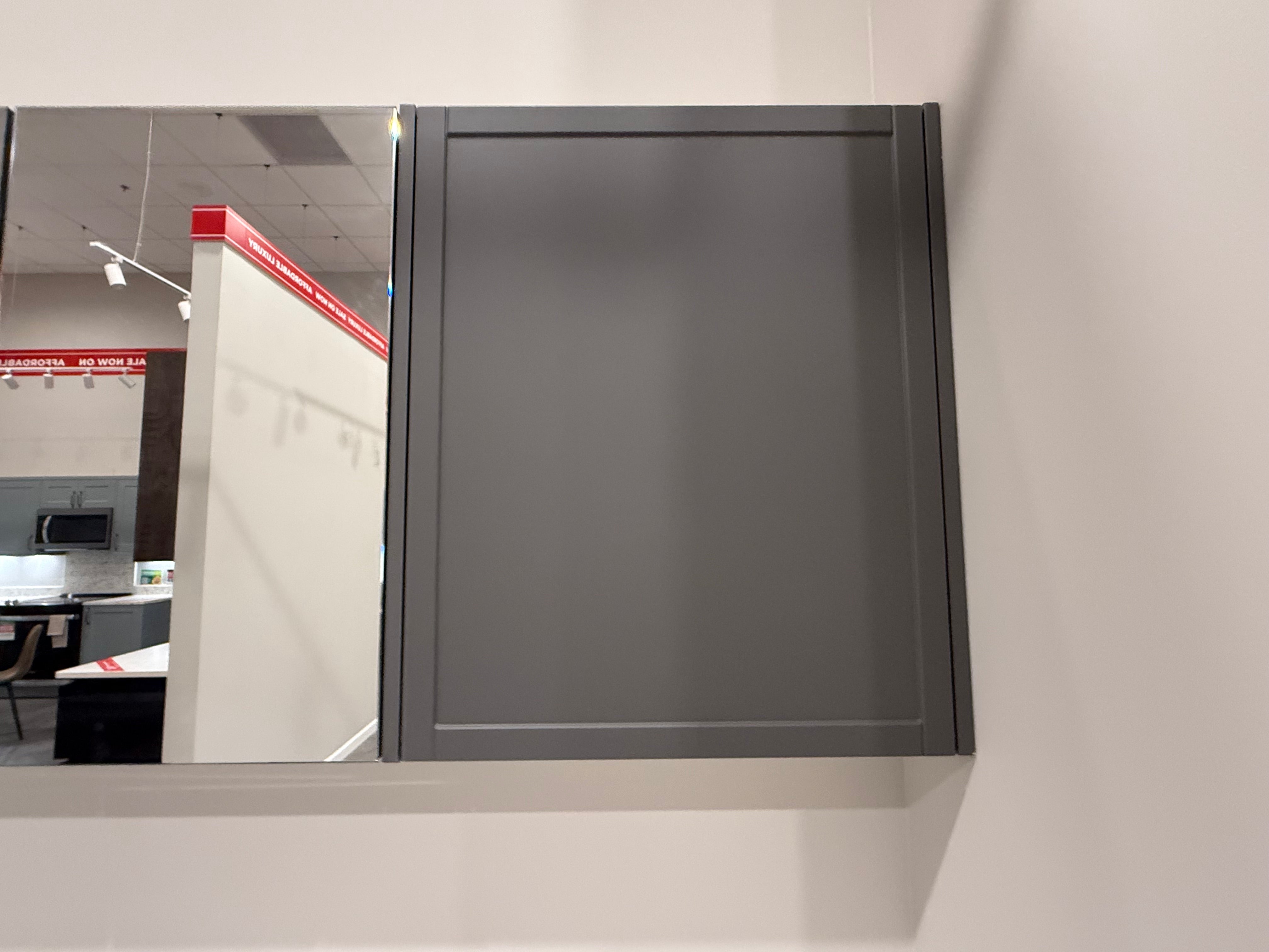 Grey Shaker Single Vanity with Mirror Cabinet